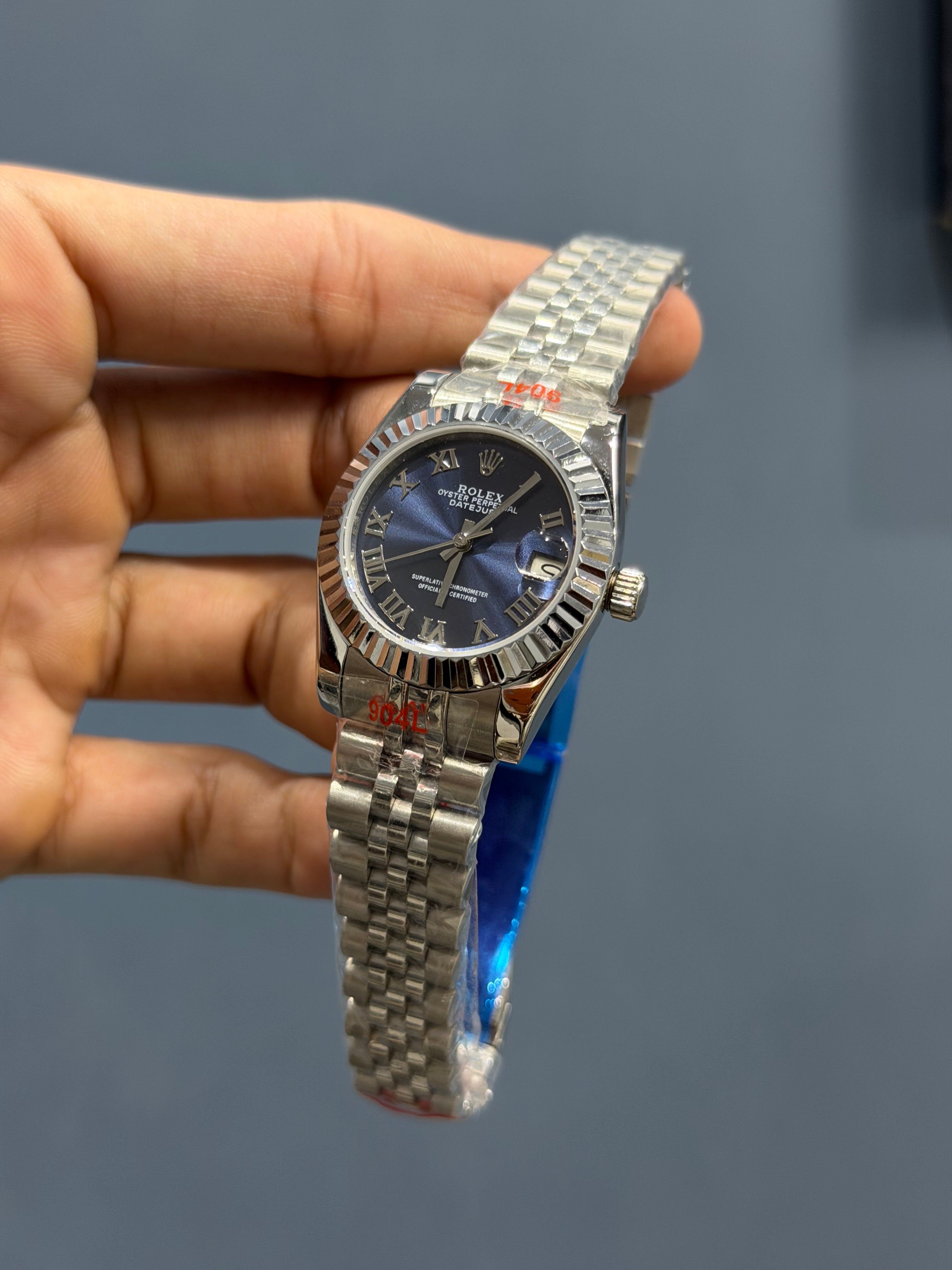 NEW COLLECTION 31 SILVER WITH BLUE DIAL FLUTTED BEZEL AUTOMATIC WATCH