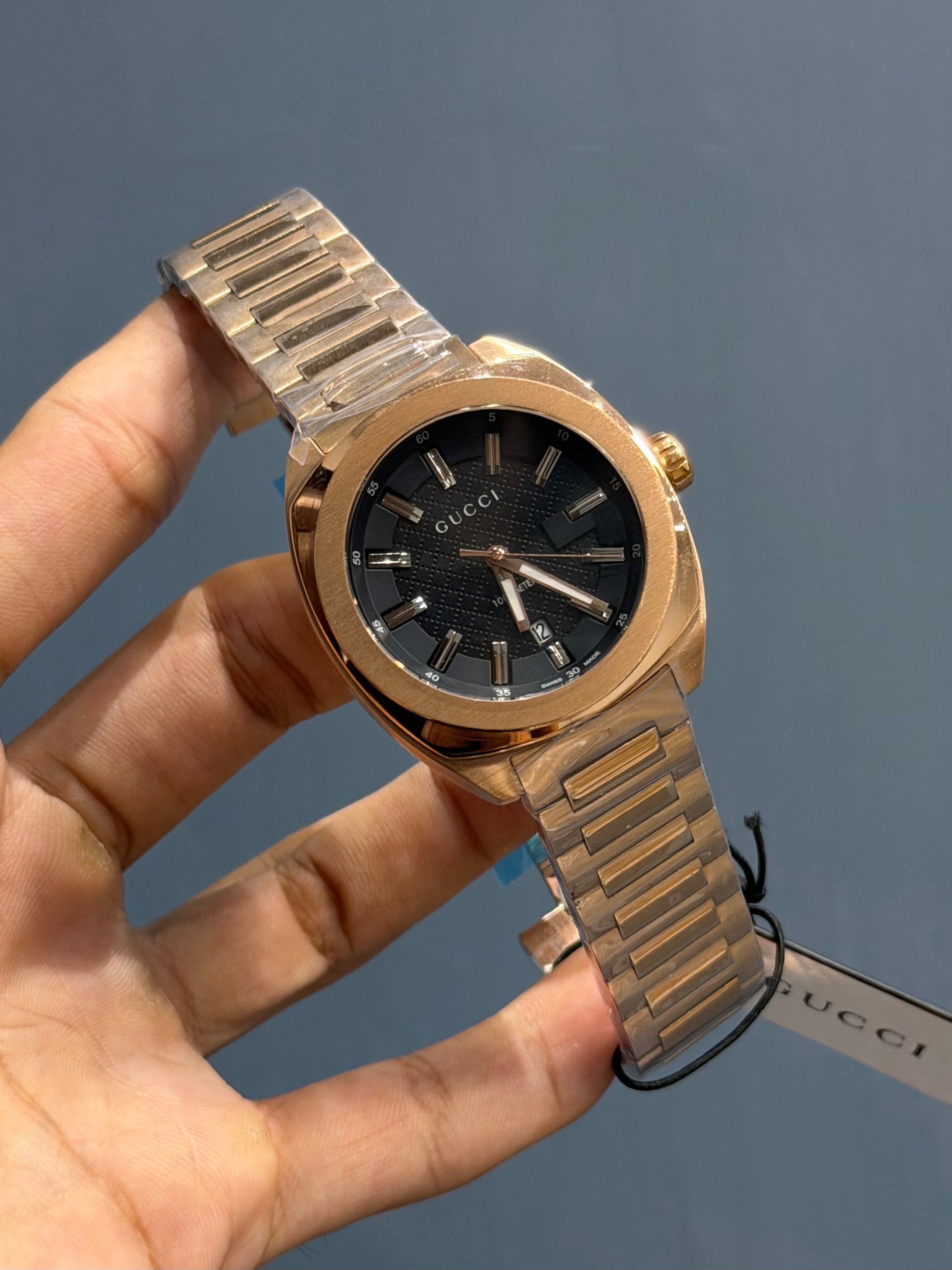 NEW COLLECTION ROSE WITH BLACK DIAL CHAIN WATCH