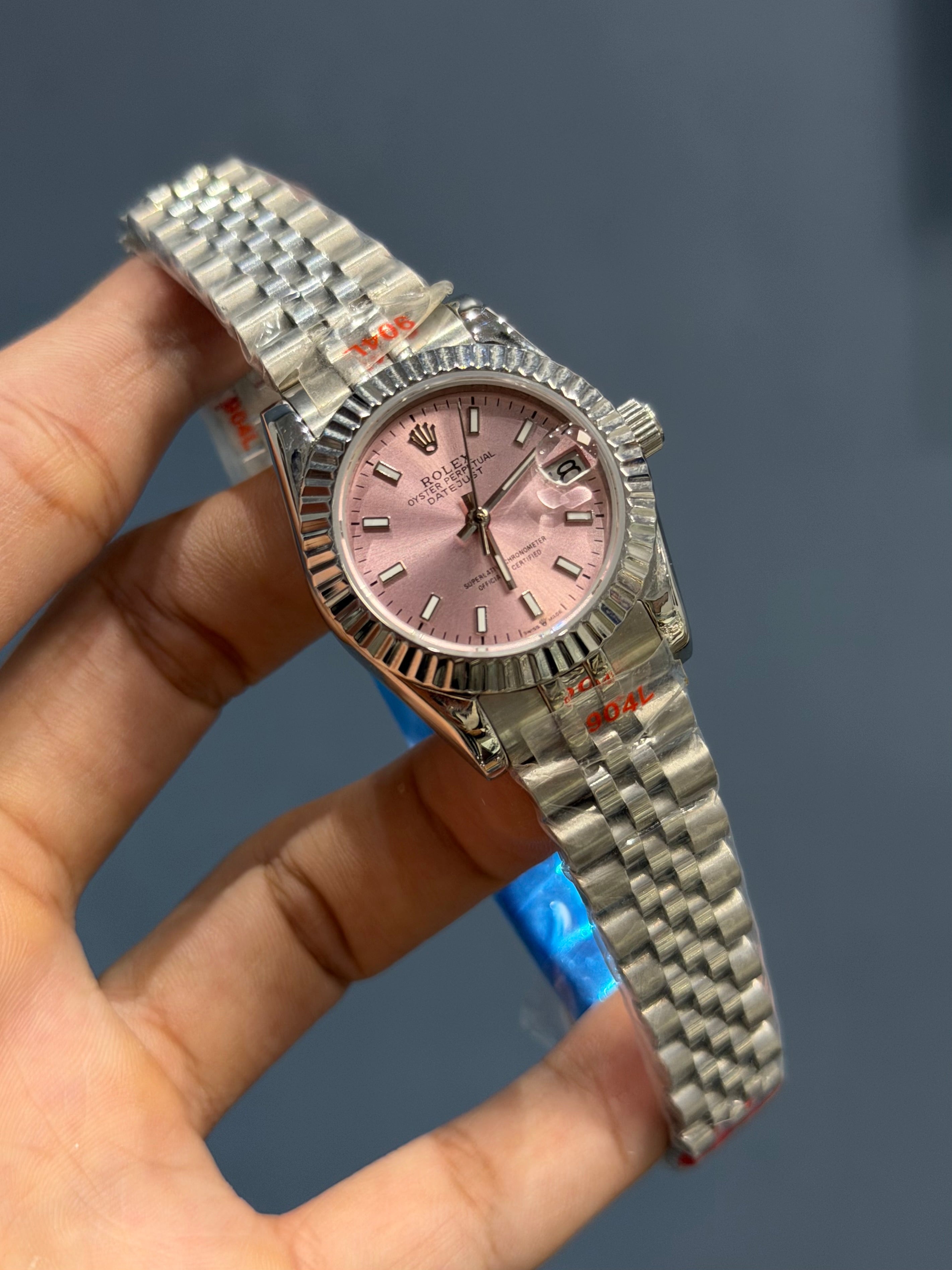NEW COLLECTION 31 SILVER WITH PINK DIAL FLUTTED BEZEL AUTOMATIC WATCH