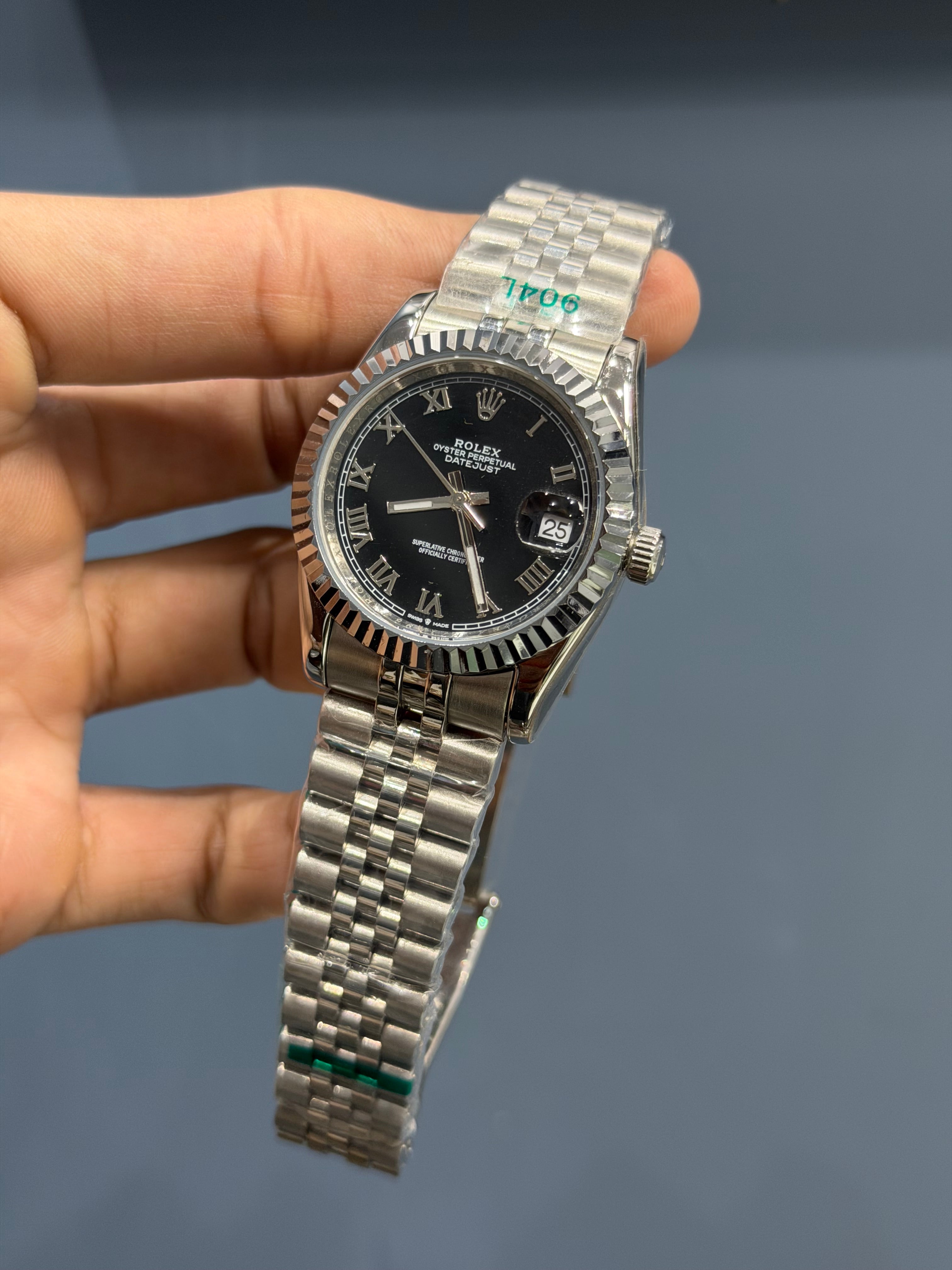 NEW COLLECTION 36 SILVER WITH BLACK DIAL FLUTED BEZEL & ROMAN INDEX AUTOMATIC WATCH ZR FACTORY