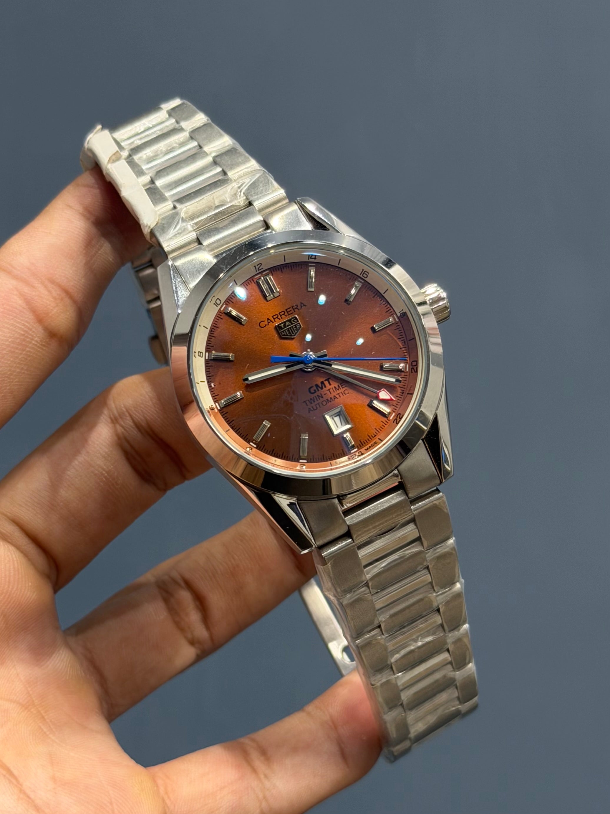 NEW COLLECTION GMT SILVER WITH BROWN DIAL AUTOMATIC WATCH