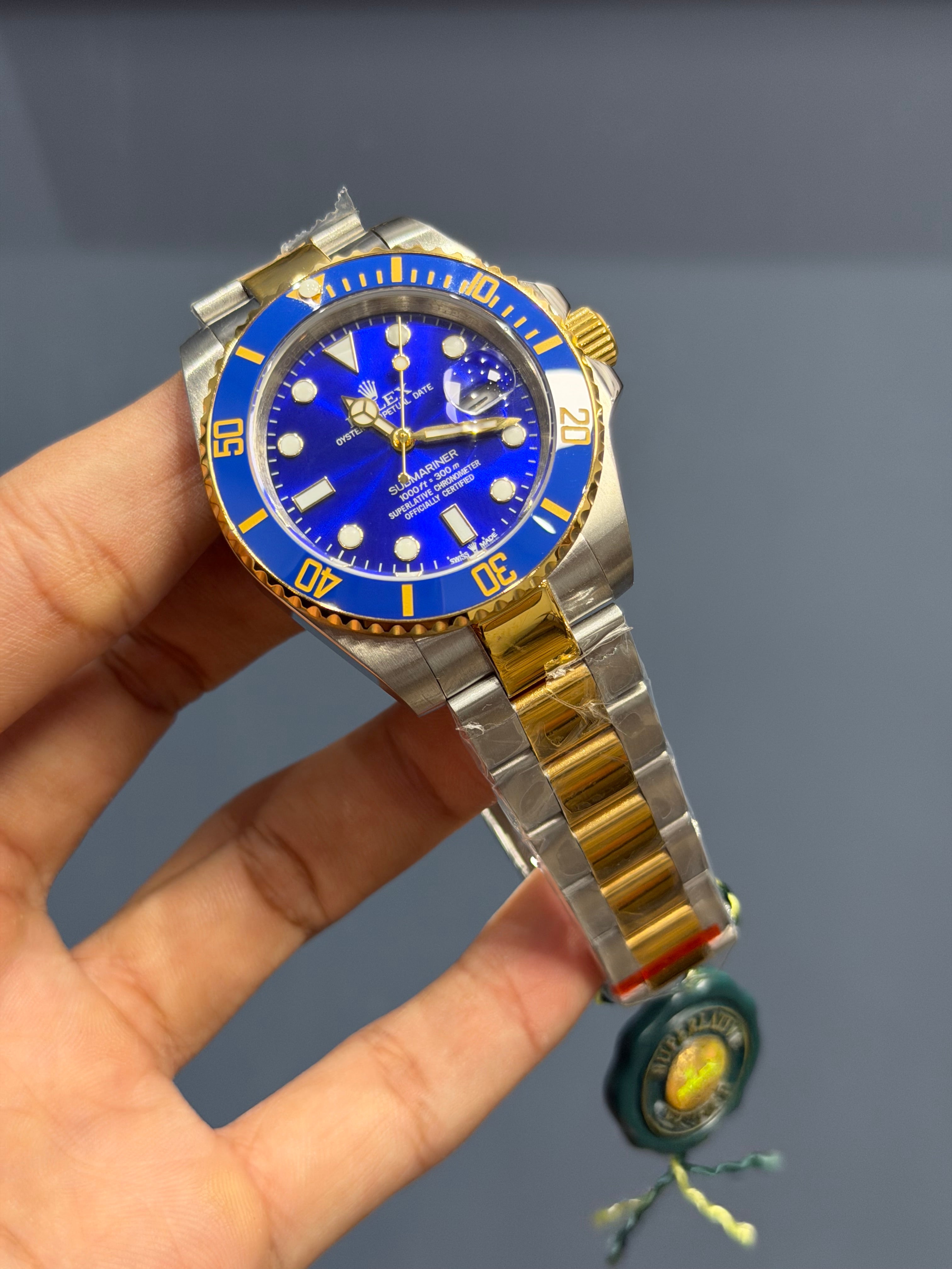 NEW COLLECTION 40 TWOTONW GOLD WITH BLUE DIAL & BLUE BEZEL AUTOMATIC WATCH YZ FACTORY