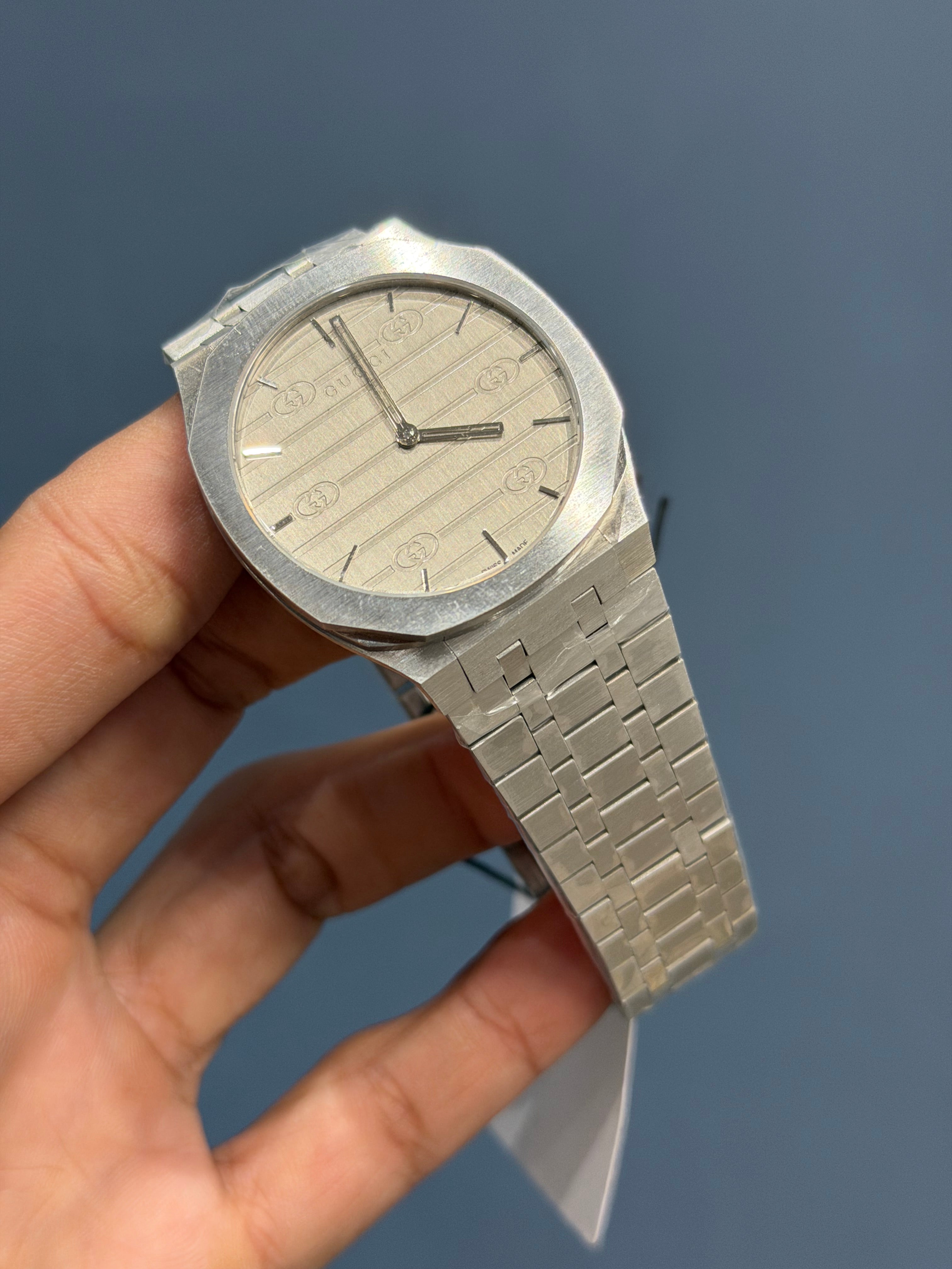 NEW COLLECTION SILVER WITH GREY DIAL CHAIN SLIM WATCH