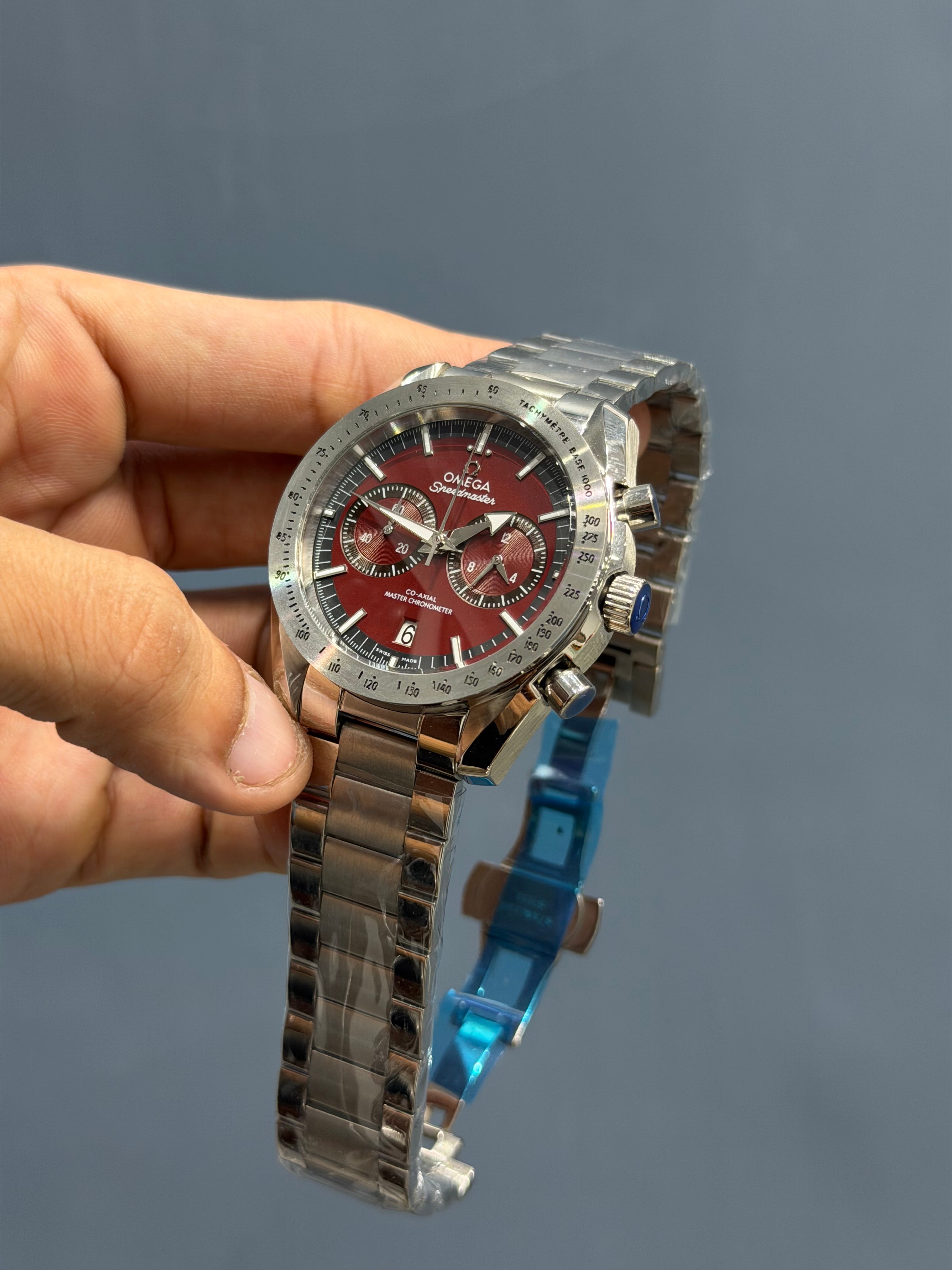 NEW COLLECTION CHRONOGRAPH SILVER CASE WITH RED DIAL WATCH