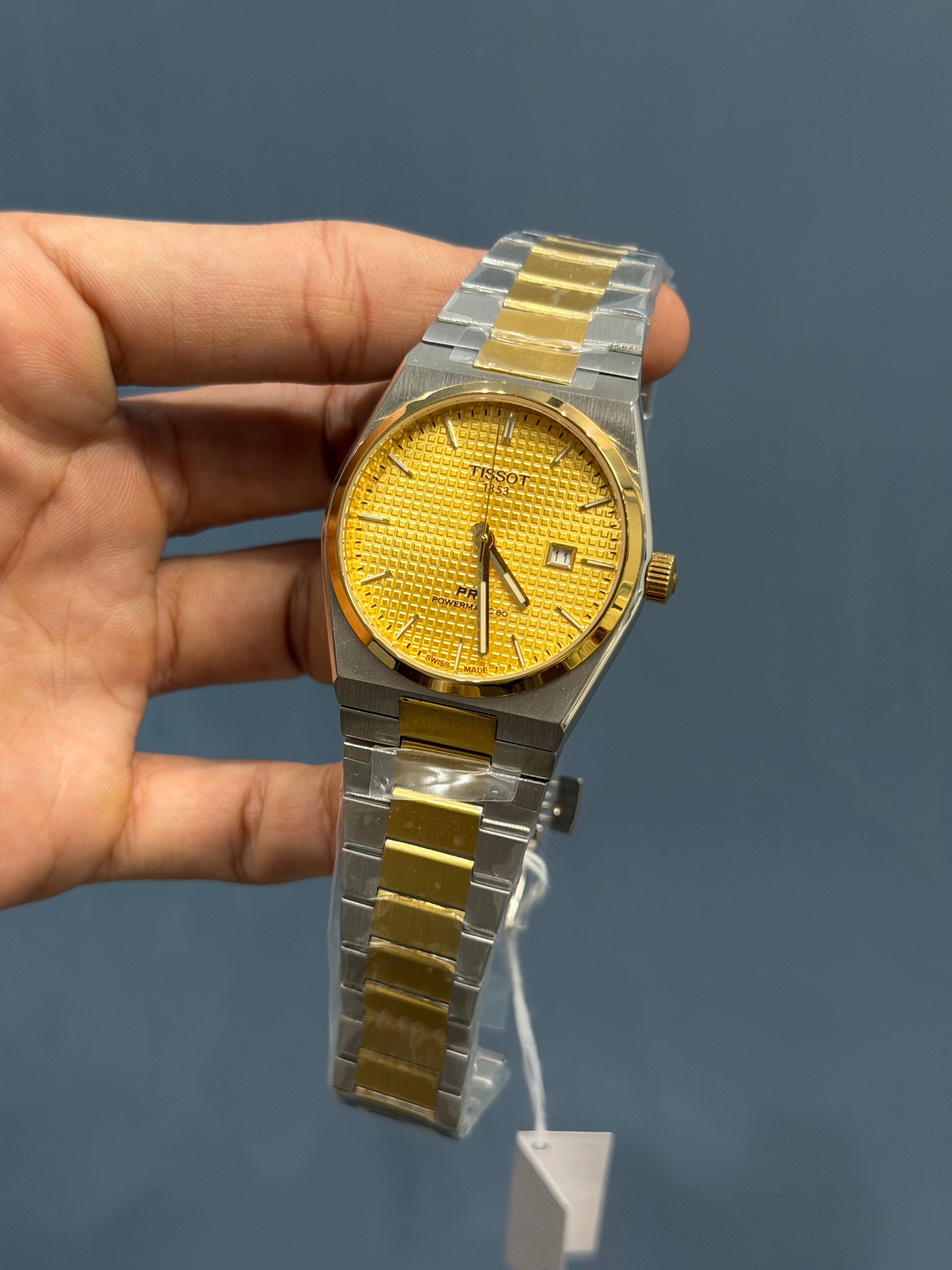 NEW COLLECTION TWOTONE GOLD & YELLOW TEXTURED DIAL STAINLESS STEEL QUARTZ WATCH