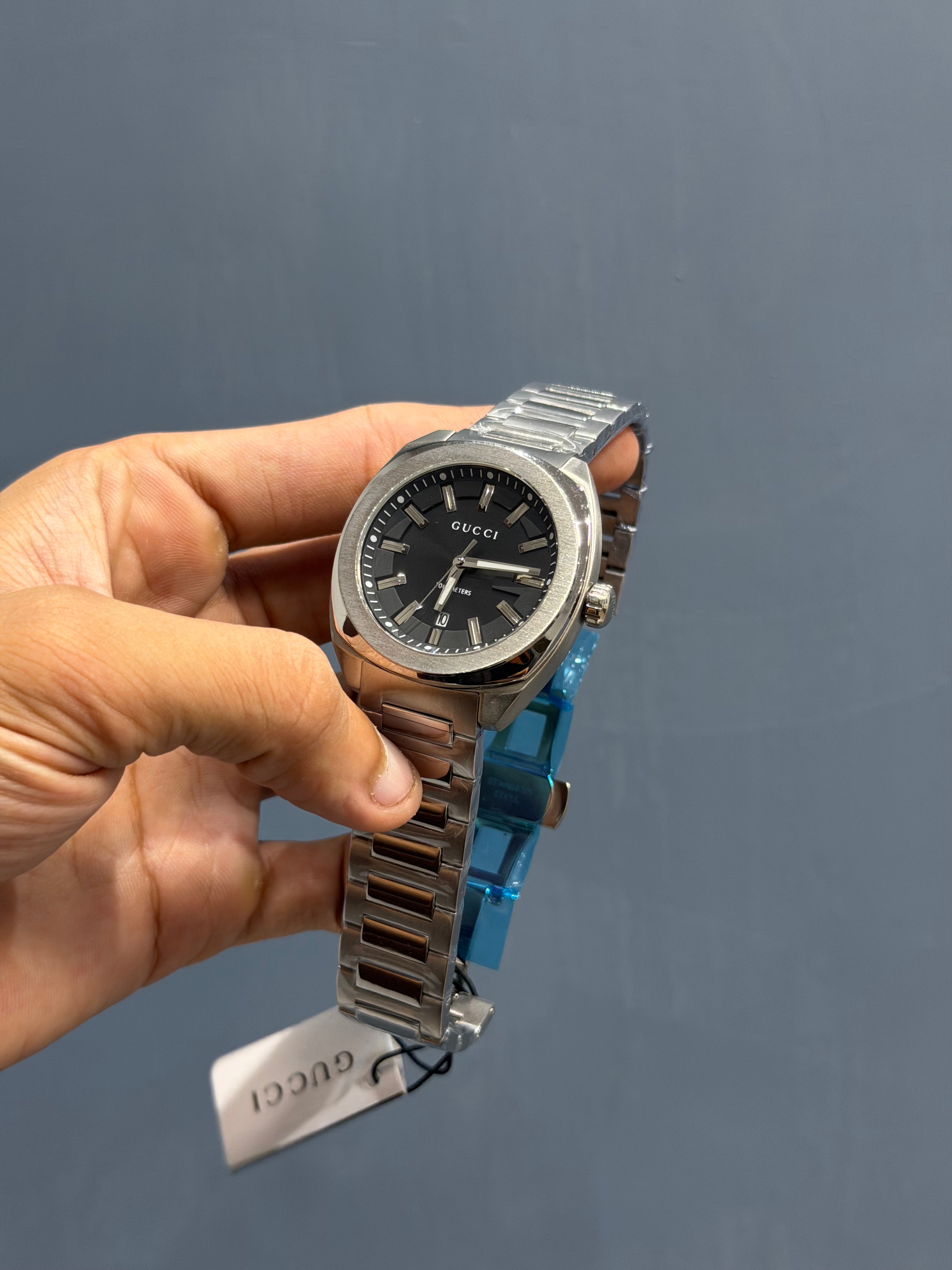 NEW COLLECTION SILVER WITH BLACK DIAL CHAIN WATCH