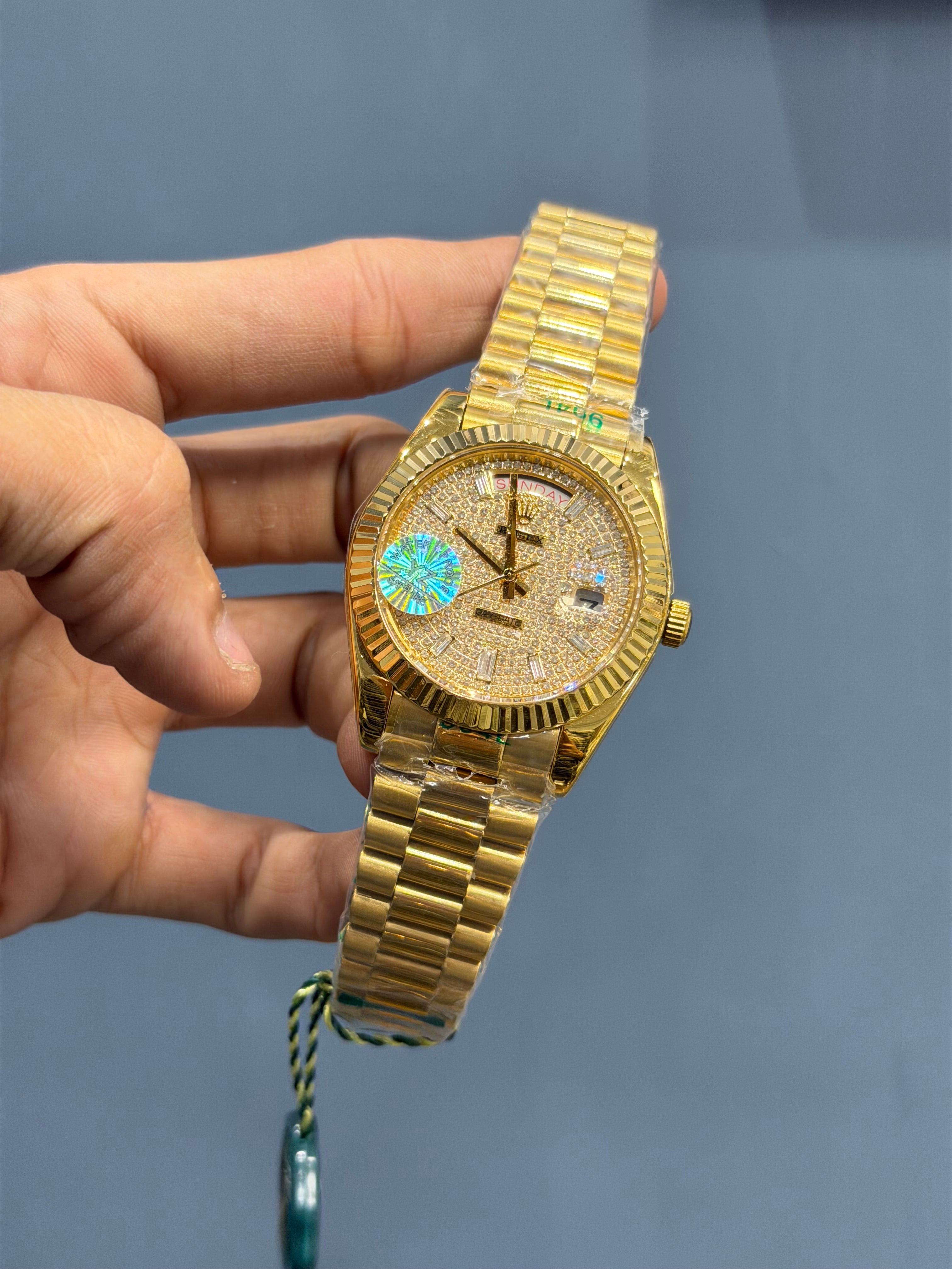 NEW COLLECTION 40MM YELLOW GOLD WITH STONE DIAL INDEX FIGURE YZ MADE
