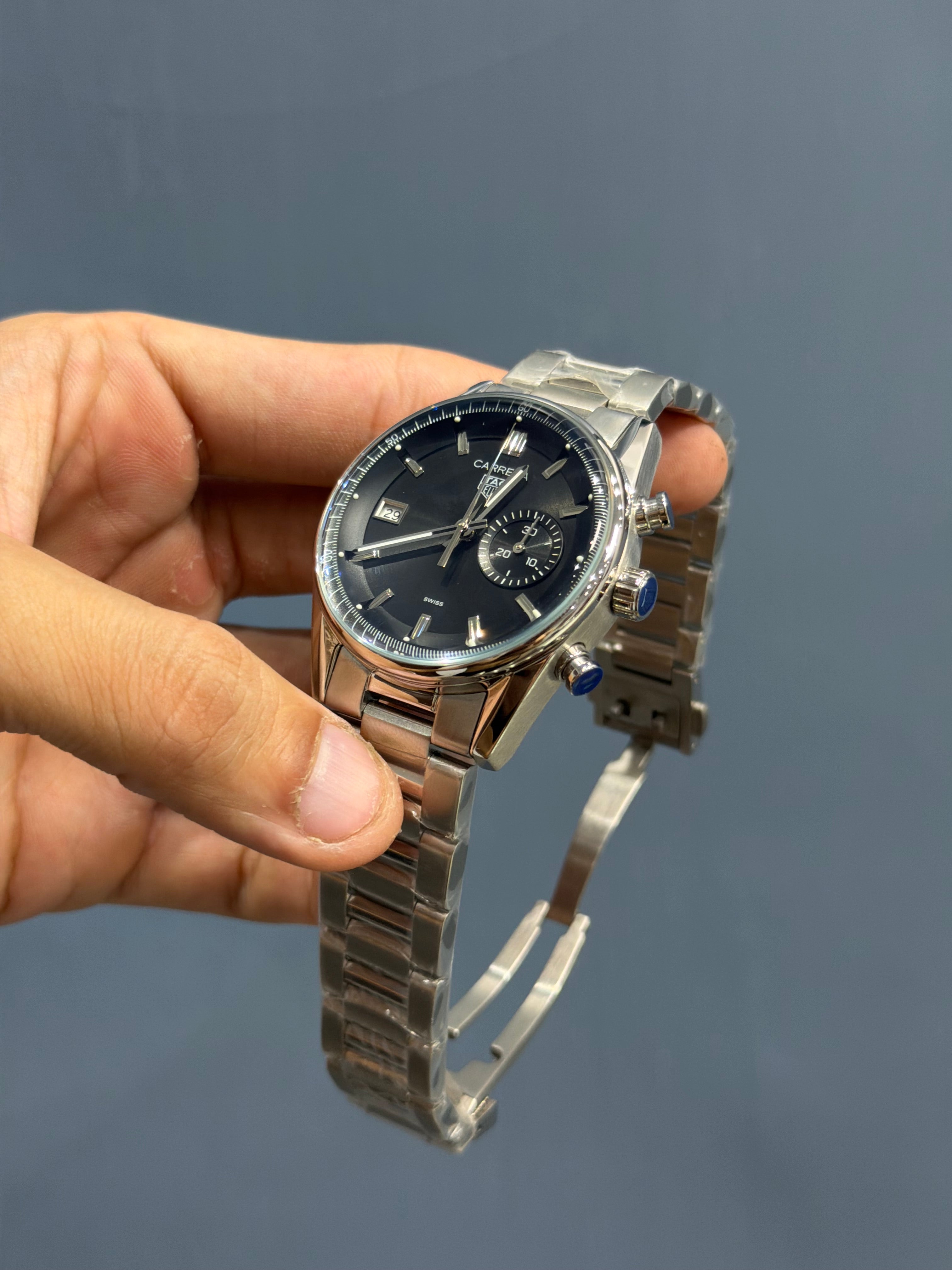 NEW COLLECTION CHRONOGRAPH HORSE EDITION SILVER WITH BLACK DIAL MENS WATCH