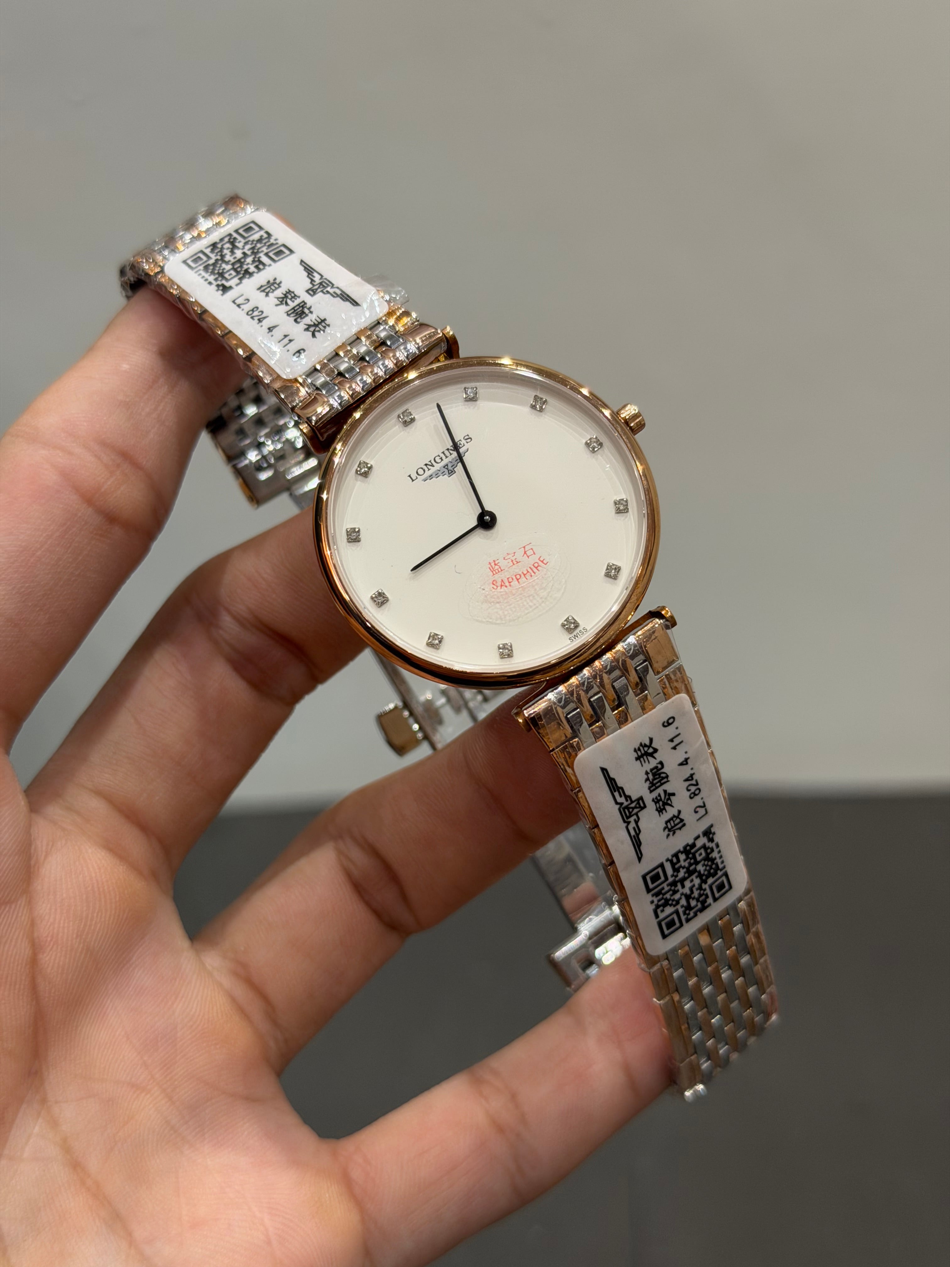 NEW COLLECTION TWO TONE ROSE GOLD WITH WHITE DIAMOND DIAL CHAIN WATCH