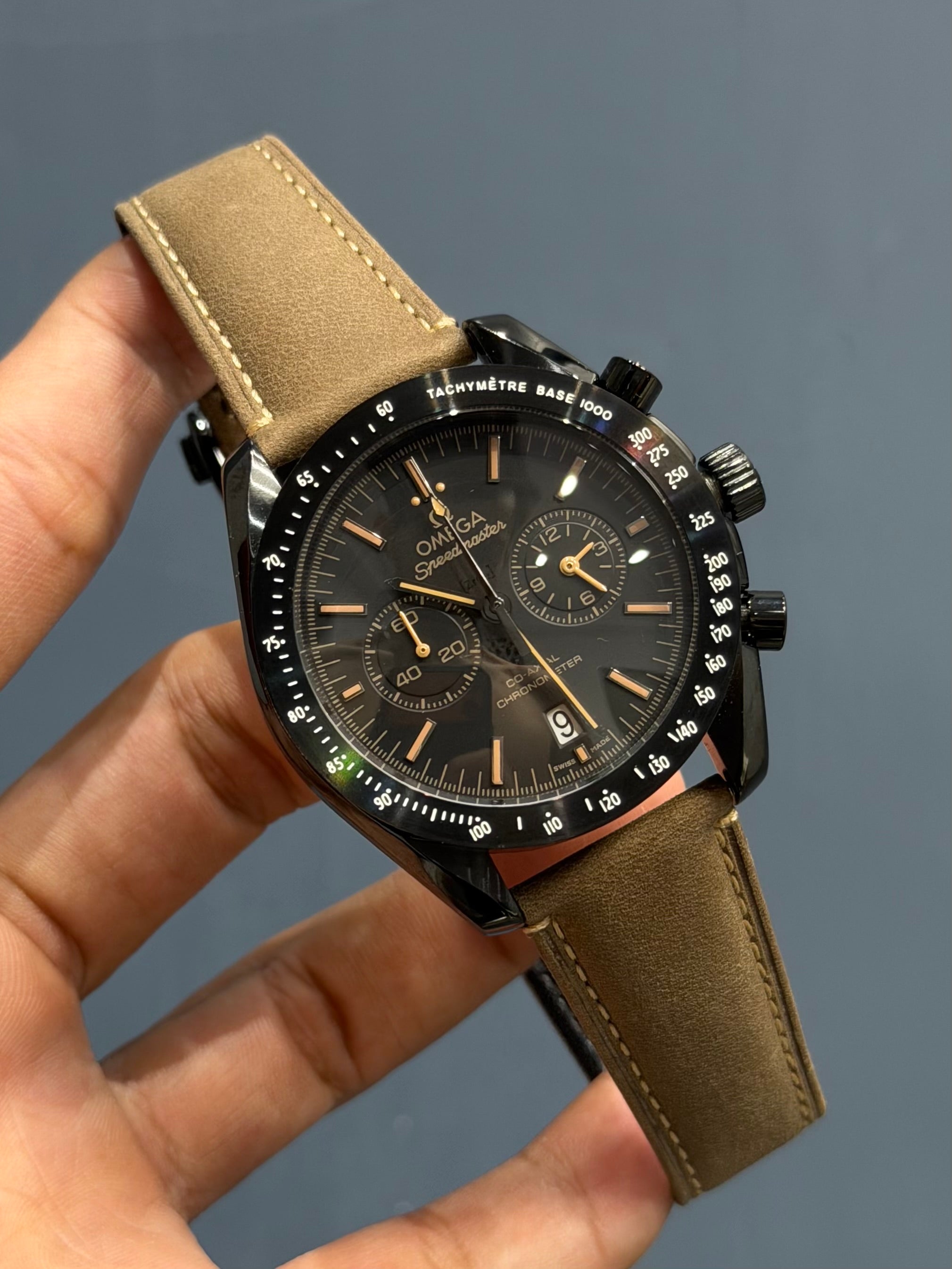 NEW COLLECTION ALL BLACK CASE WITH BLACK DIAL & BROWN LEATHER STRAP