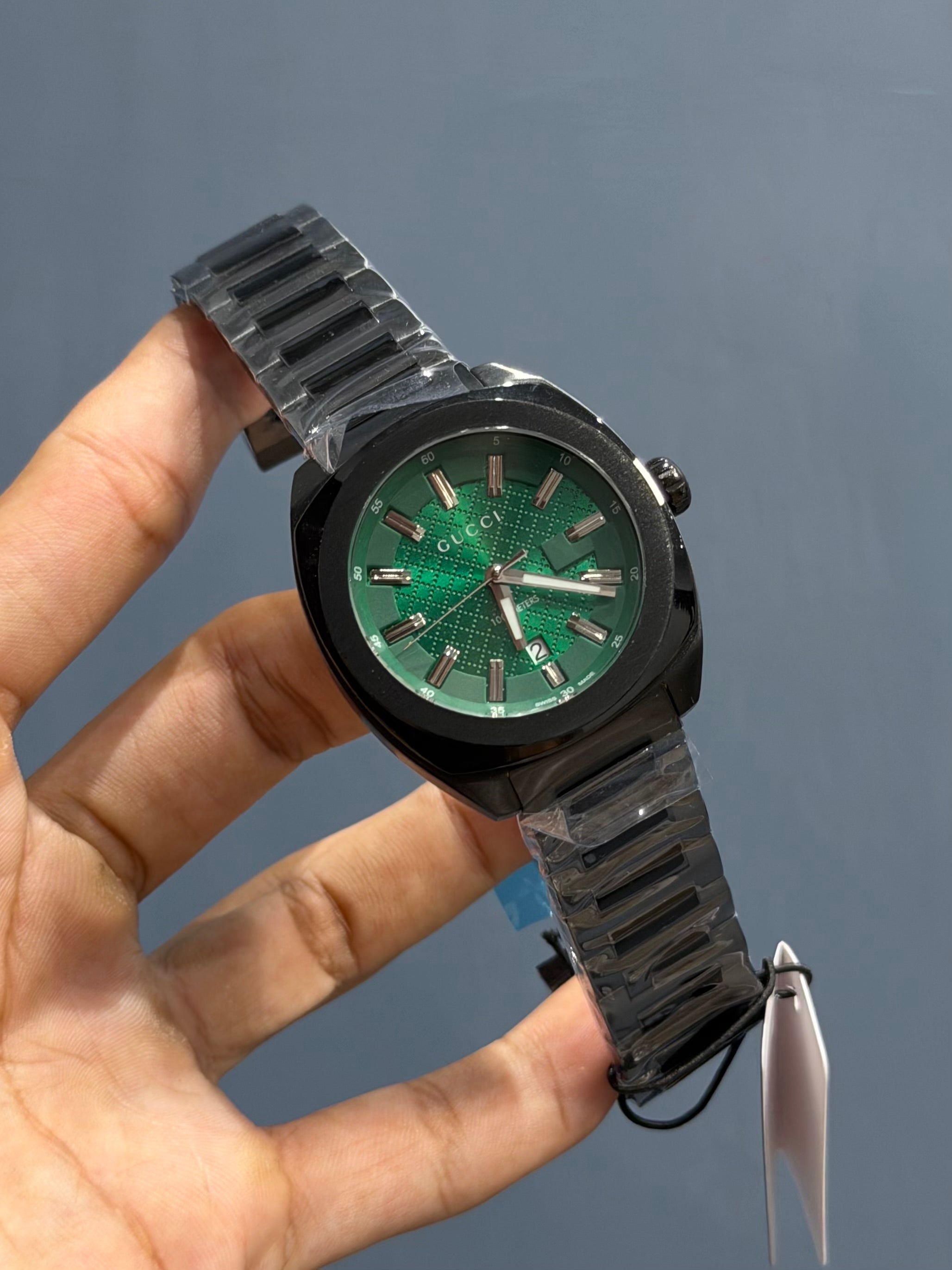 NEW COLLECTION BLACK WITH GREEN DIAL CHAIN WATCH