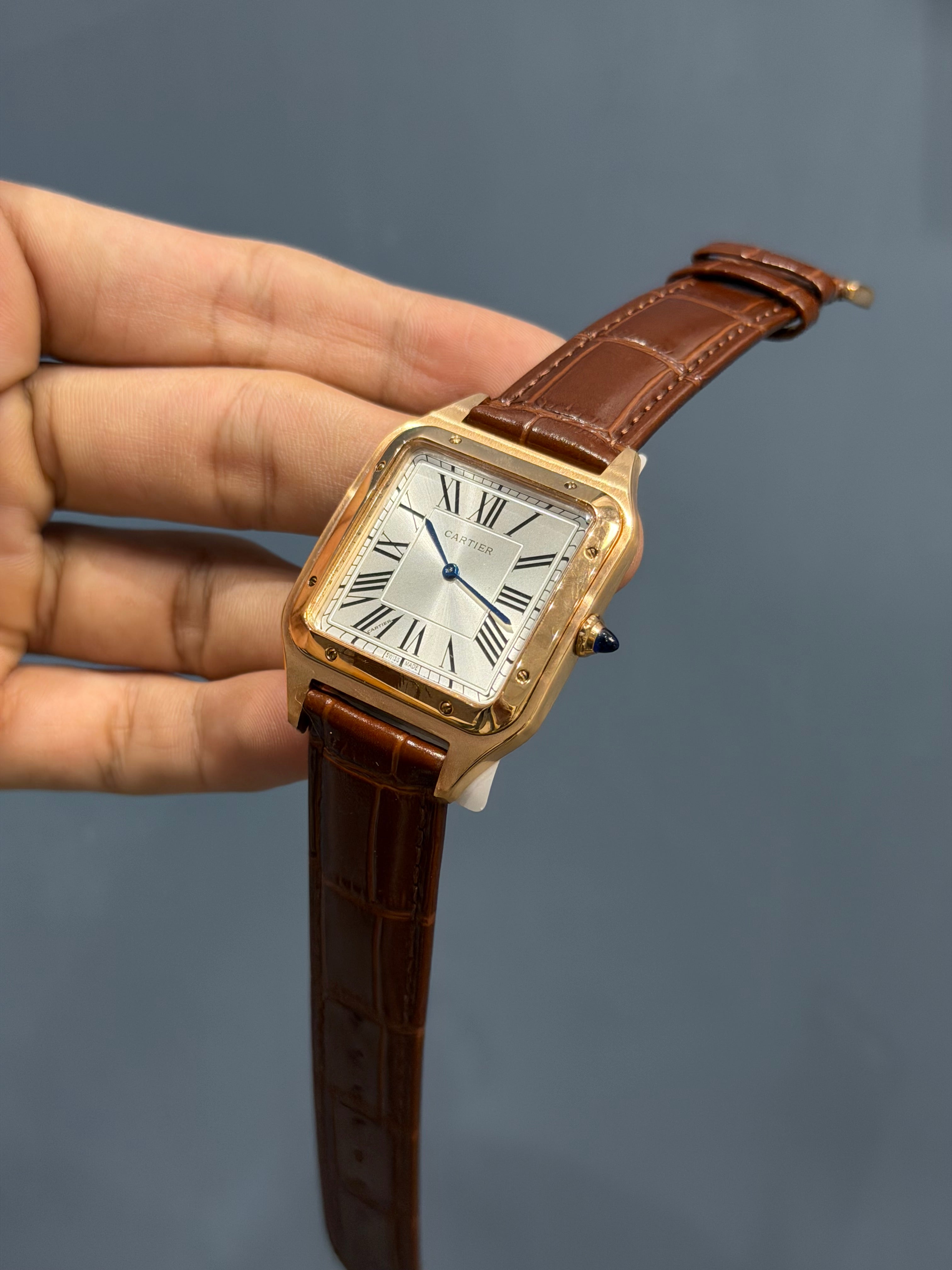 NEW COLLECTION ROSE CASE WITH WHITE DIAL & BROWN LEATHER STRAP