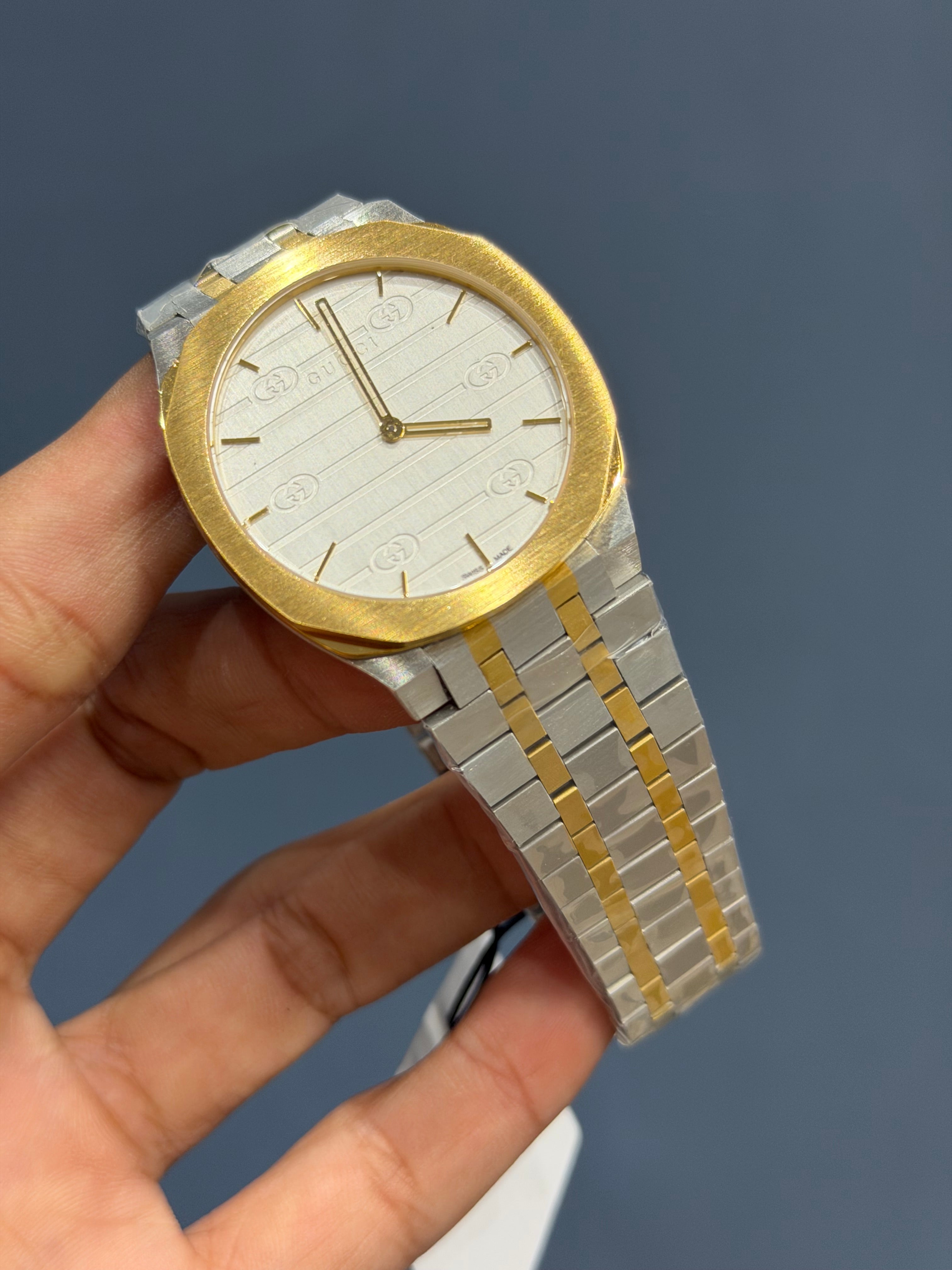 NEW COLLECTION TWOTONE WITH WHITE DIAL CHAIN SLIM WATCH