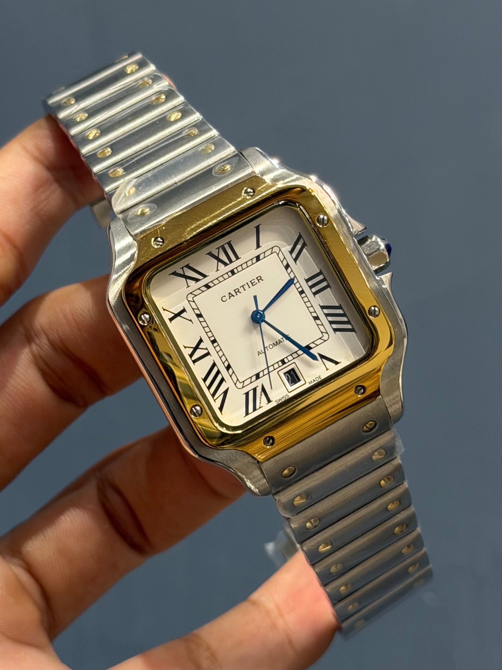 NEW COLLECTION TWOTONE CHAIN WITH WHITE DIAL AUTOMATIC WATCH
