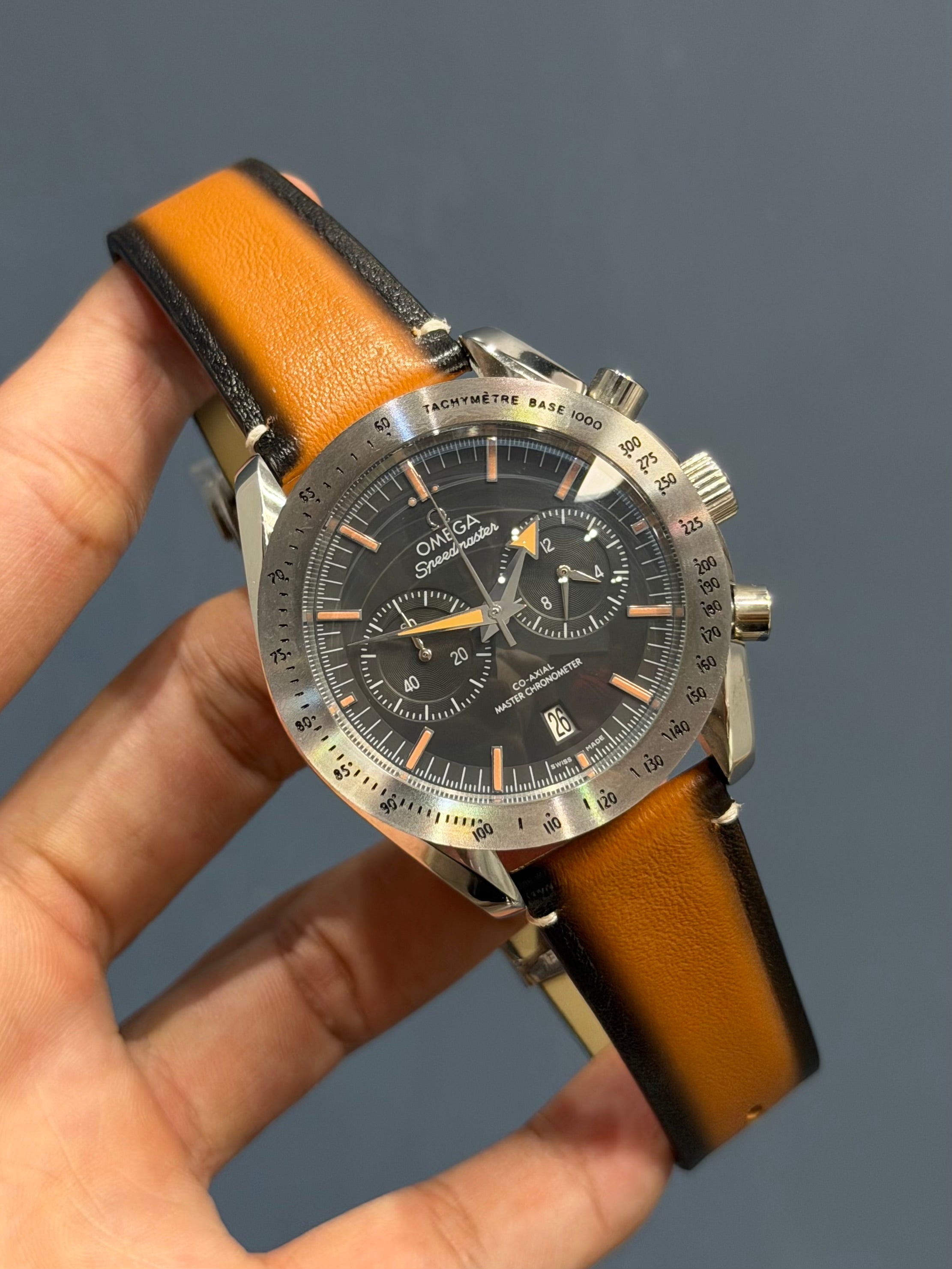 NEW COLLECTION SILVER CASE WITH BLACK DIAL & CAMEL LEATHER STRAP