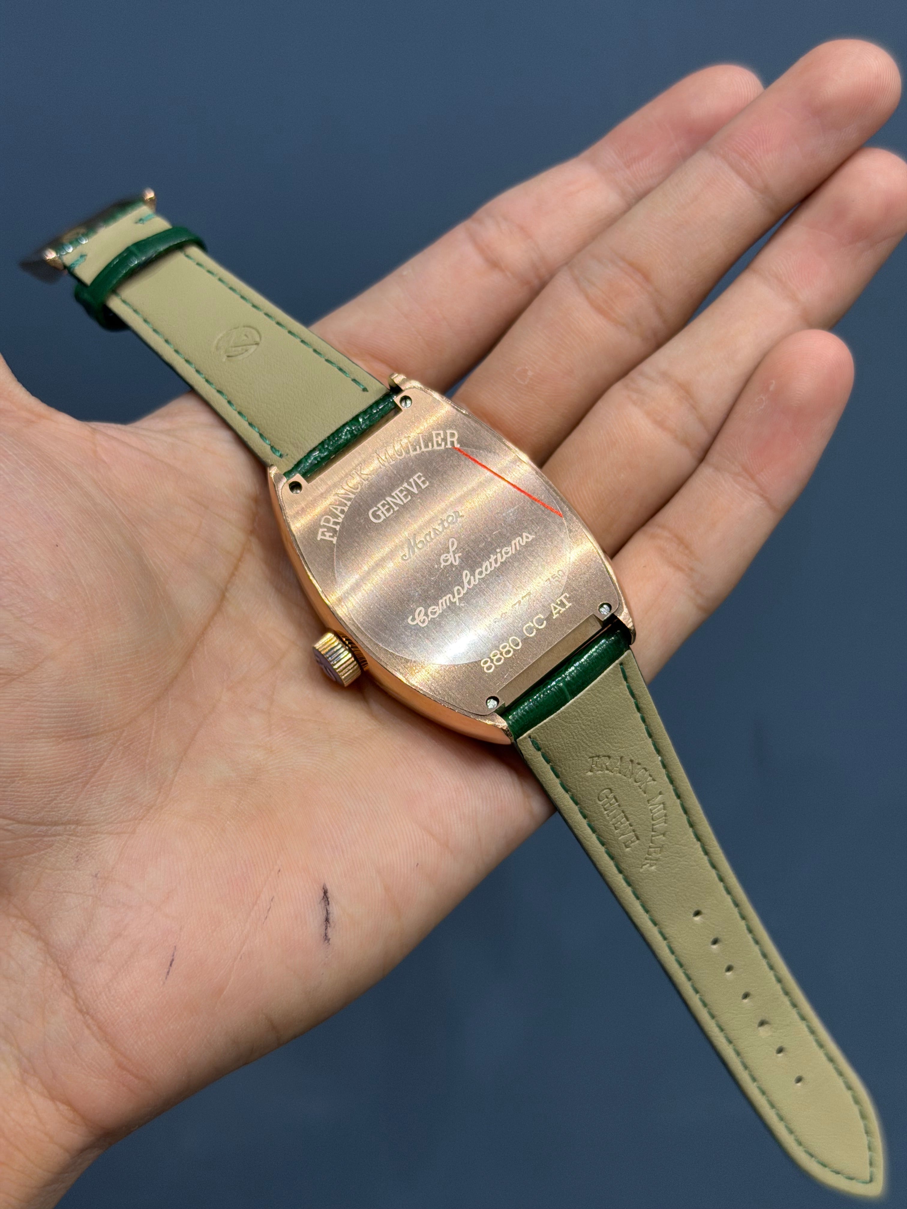 NEW COLLECTION ROSE CASE WITH GREEN DIAL AND GREEN LEATHER STRAP