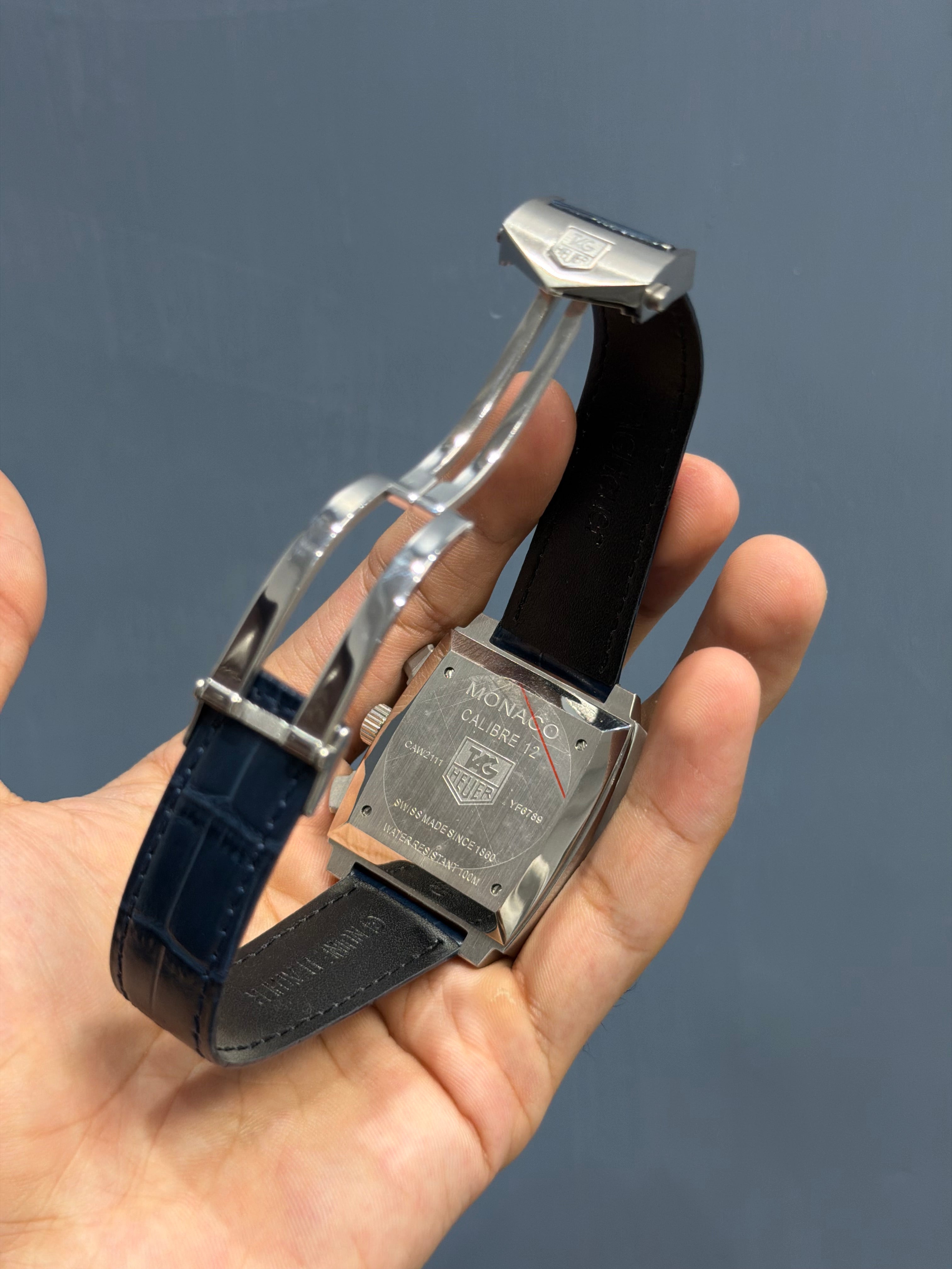 NEW COLLECTION CHRONOGRAPH SILVER CASE WITH BLUE DIAL & BLUE LEATHER STRAP