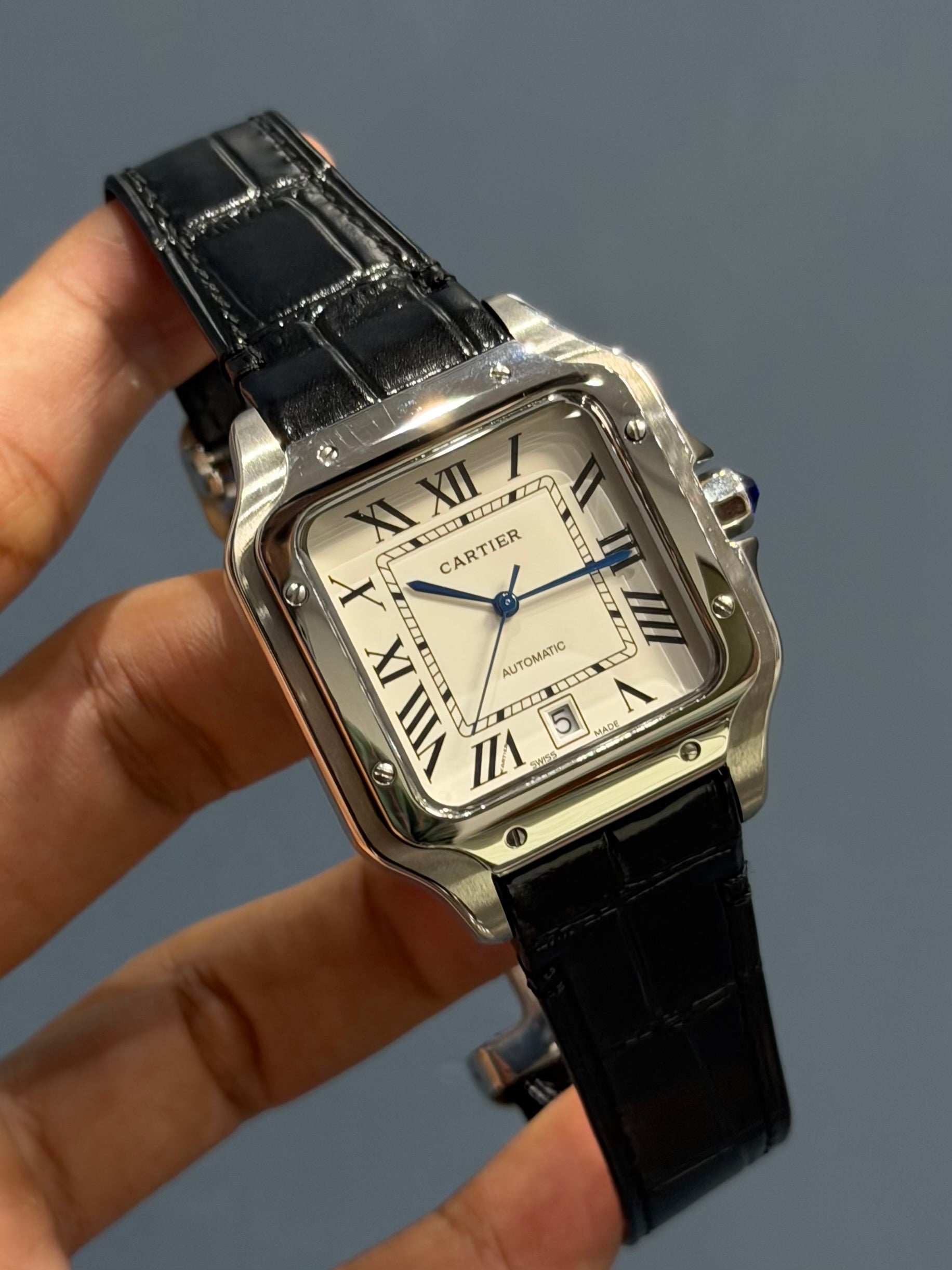 NEW COLLECTION SILVER CASE WITH WHITE DIAL & BLACK LEATHER STRAP