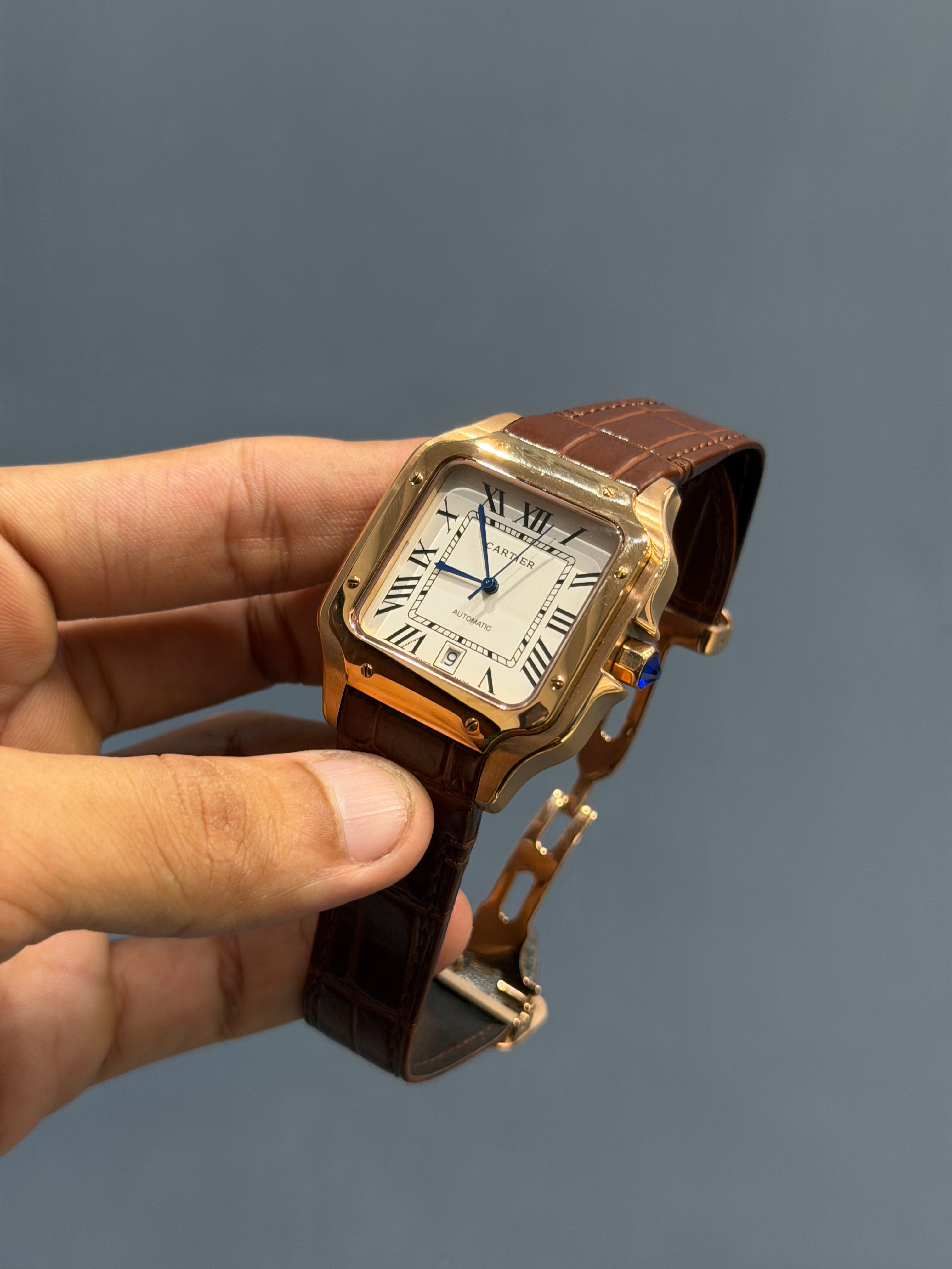 NEW COLLECTION ROSE CASE WITH WHITE DIAL & BROWN LEATHER STRAP
