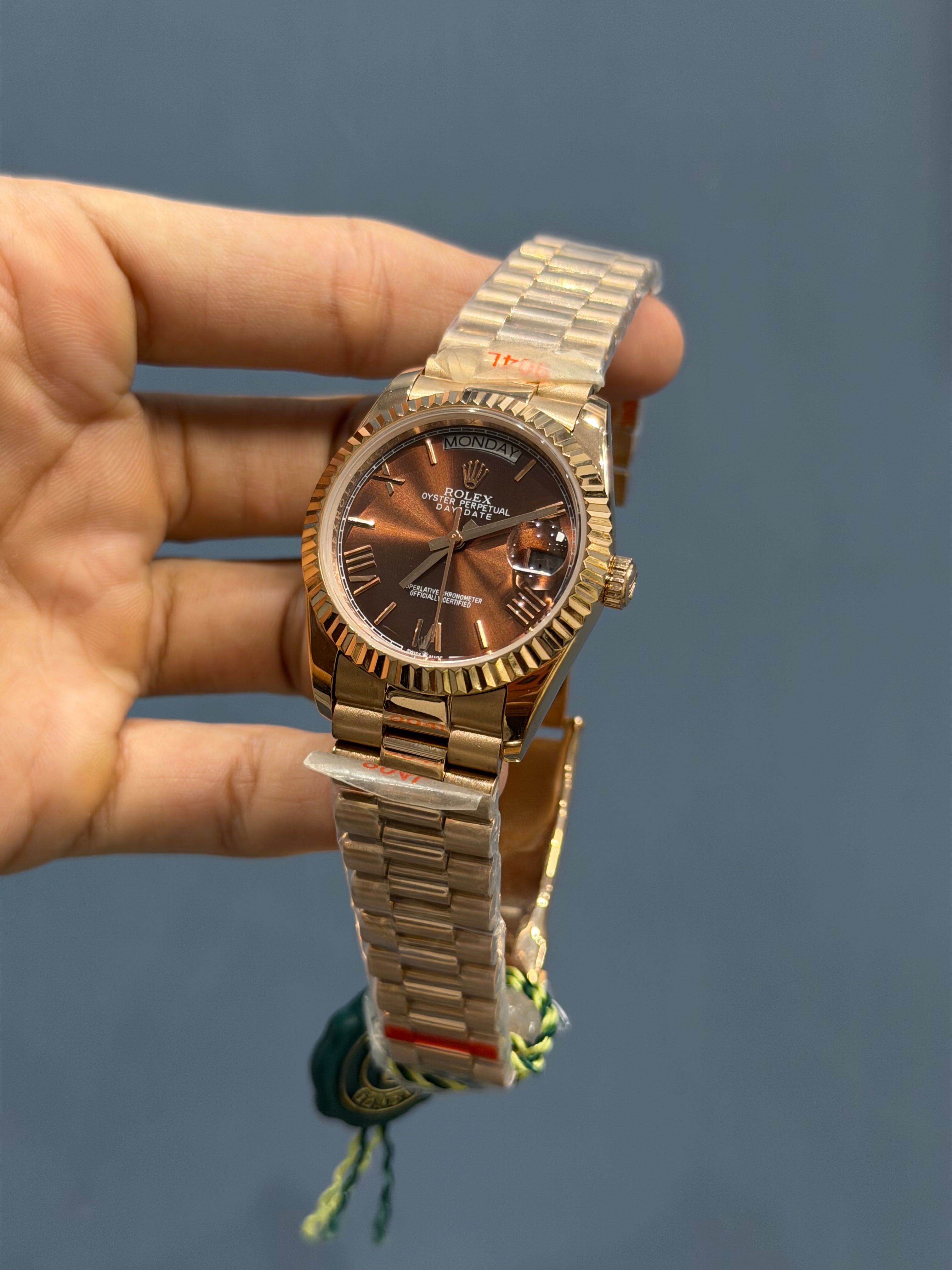 NEW COLLECTION 36 ROSE WITH CHOCO DIAL FLUTED BEZEL ROMAN AUTOMATIC WATCH YZ FACTORY