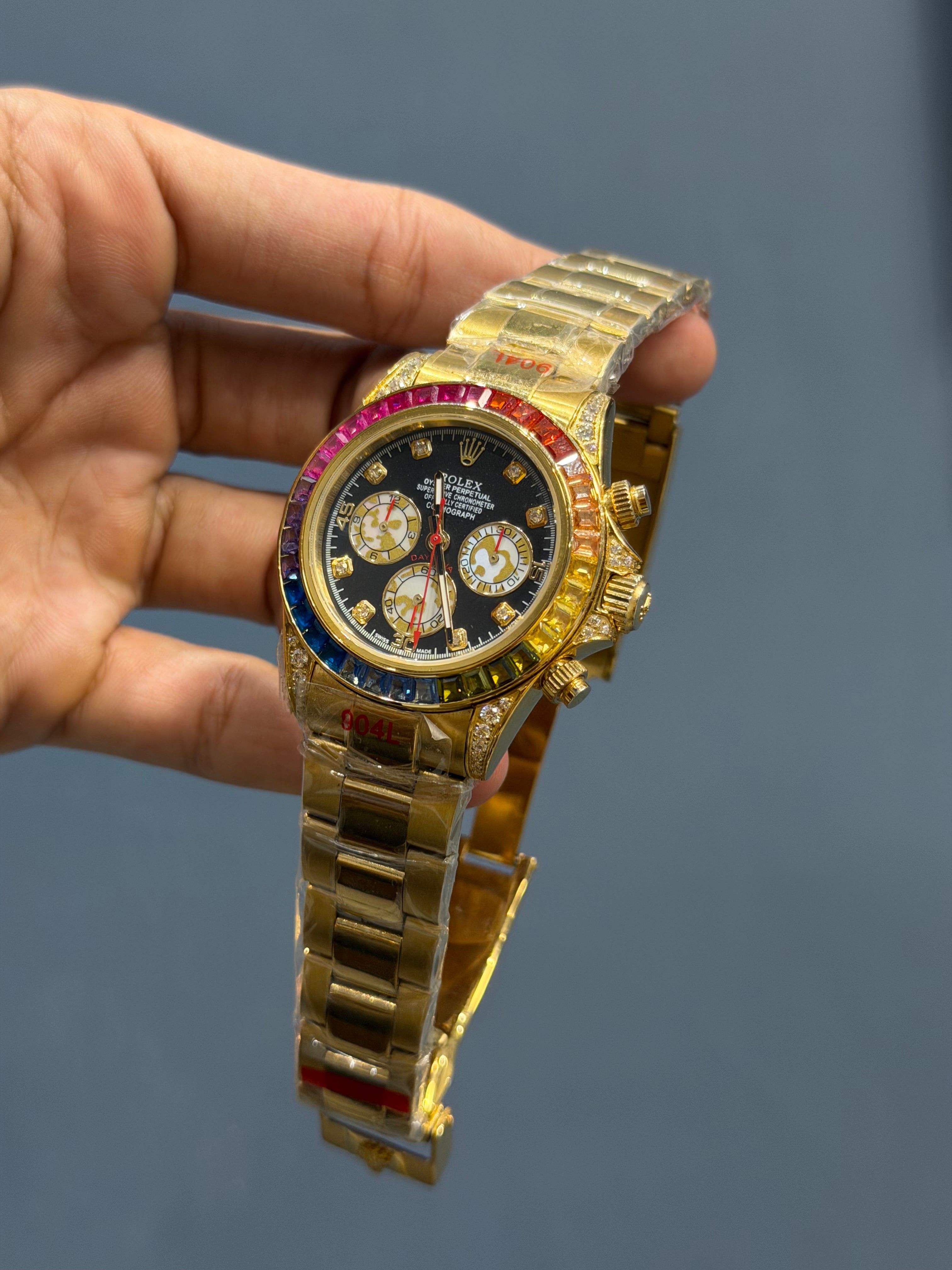 NEW COLLECTION CHRONOGRAPH 40 RAINBOW EDITION YELLOW GOLD WITH BLACK DIAL ZR FACTORY