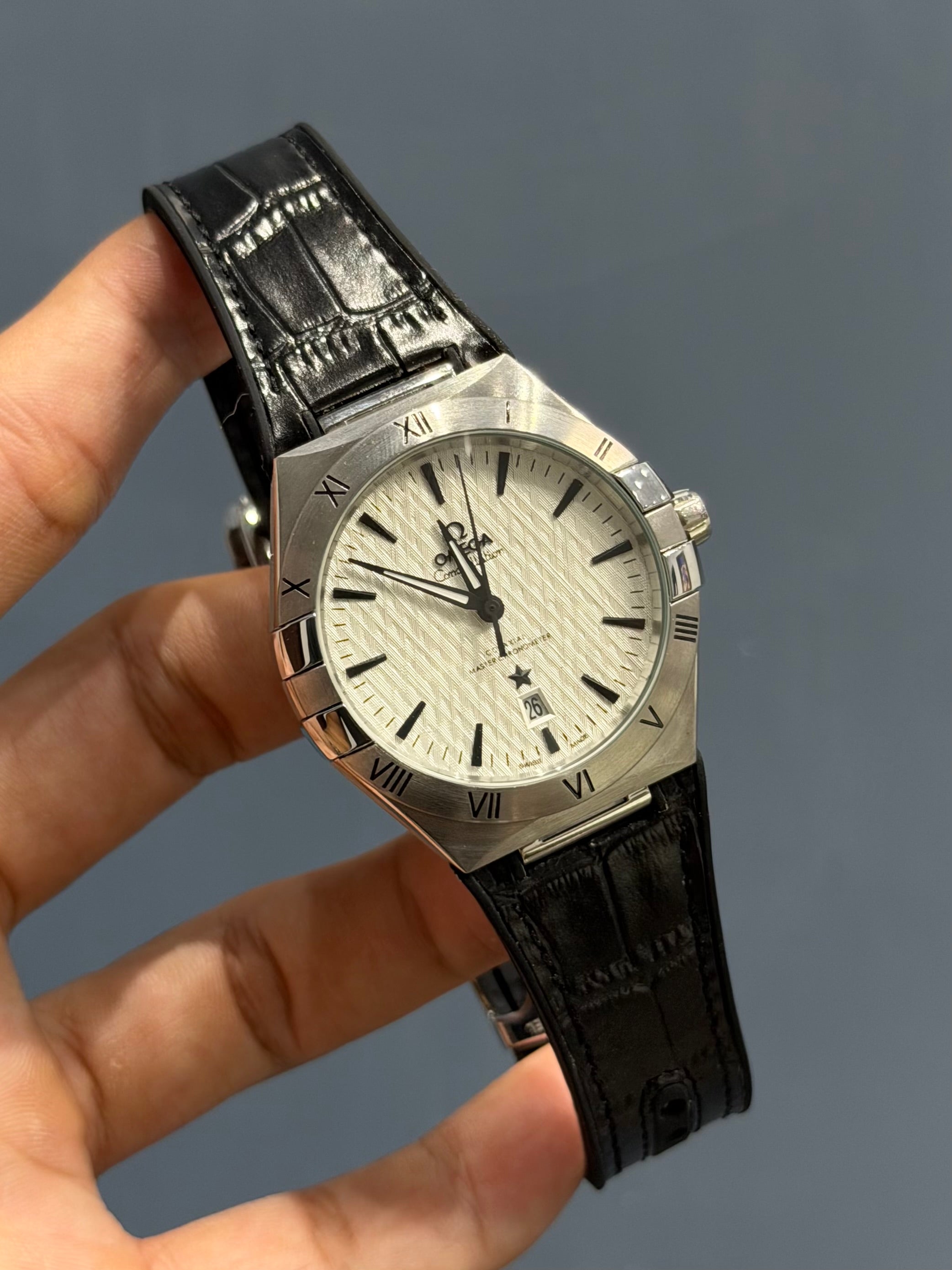 NEW COLLECTION SILVER CASE WITH WHITE TEXTURE DIAL AUTOMATIC WATCH