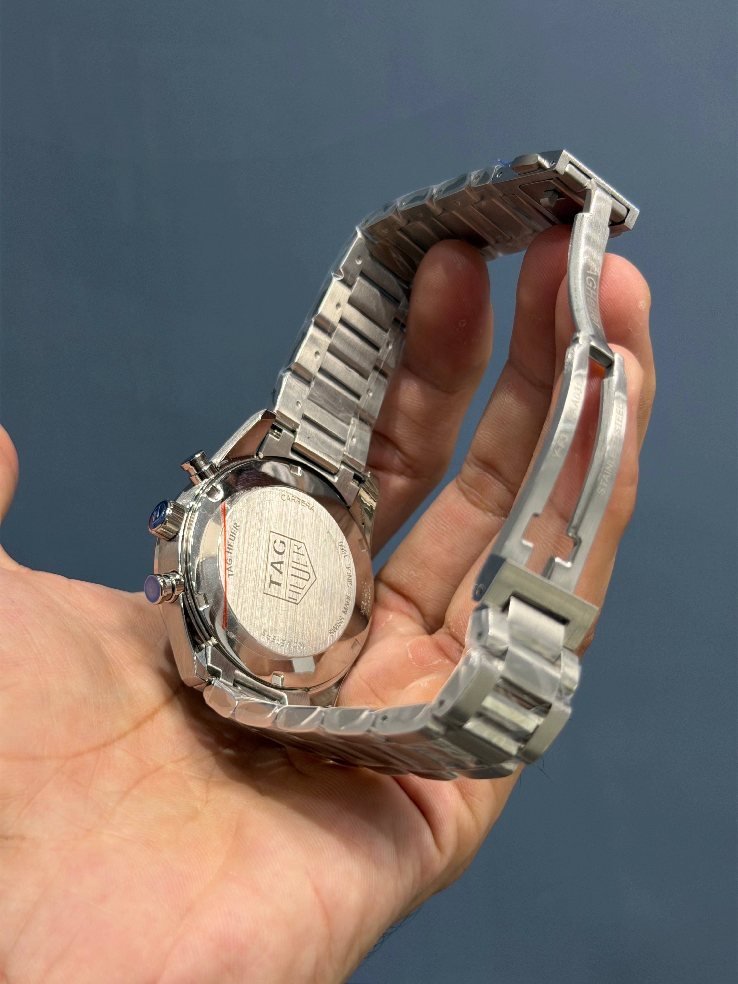 NEW COLLECTION CHRONOGRAPH SILVER CASE WITH WHITE DIAL AND CHAIN WATCH