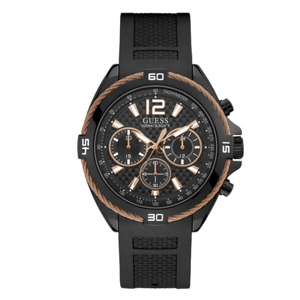 Guess Men’s Quartz Black Silicone Strap Black Dial 45mm Watch W1168G3