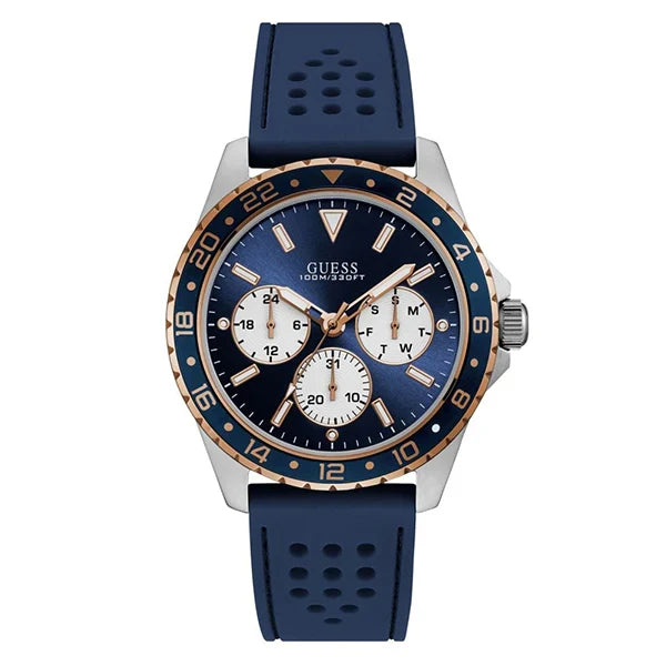 Guess Men’s Quartz Blue Silicone Strap Blue Dial 44mm Watch W1108G4