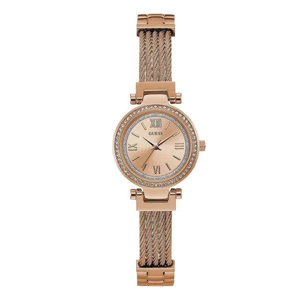 Guess Women’s Quartz Rose Gold Stainless Steel Rose Gold Dial 27mm Watch W1009L3