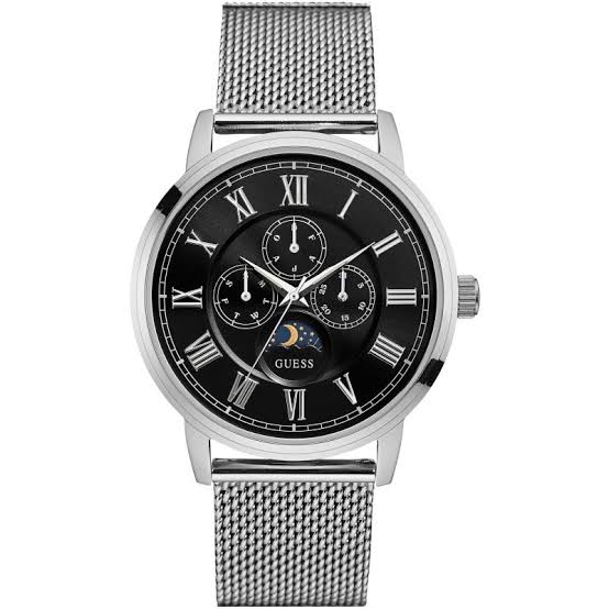 Guess Men’s Quartz Silver Stainless Steel Black Dial 44mm Watch W0871G1