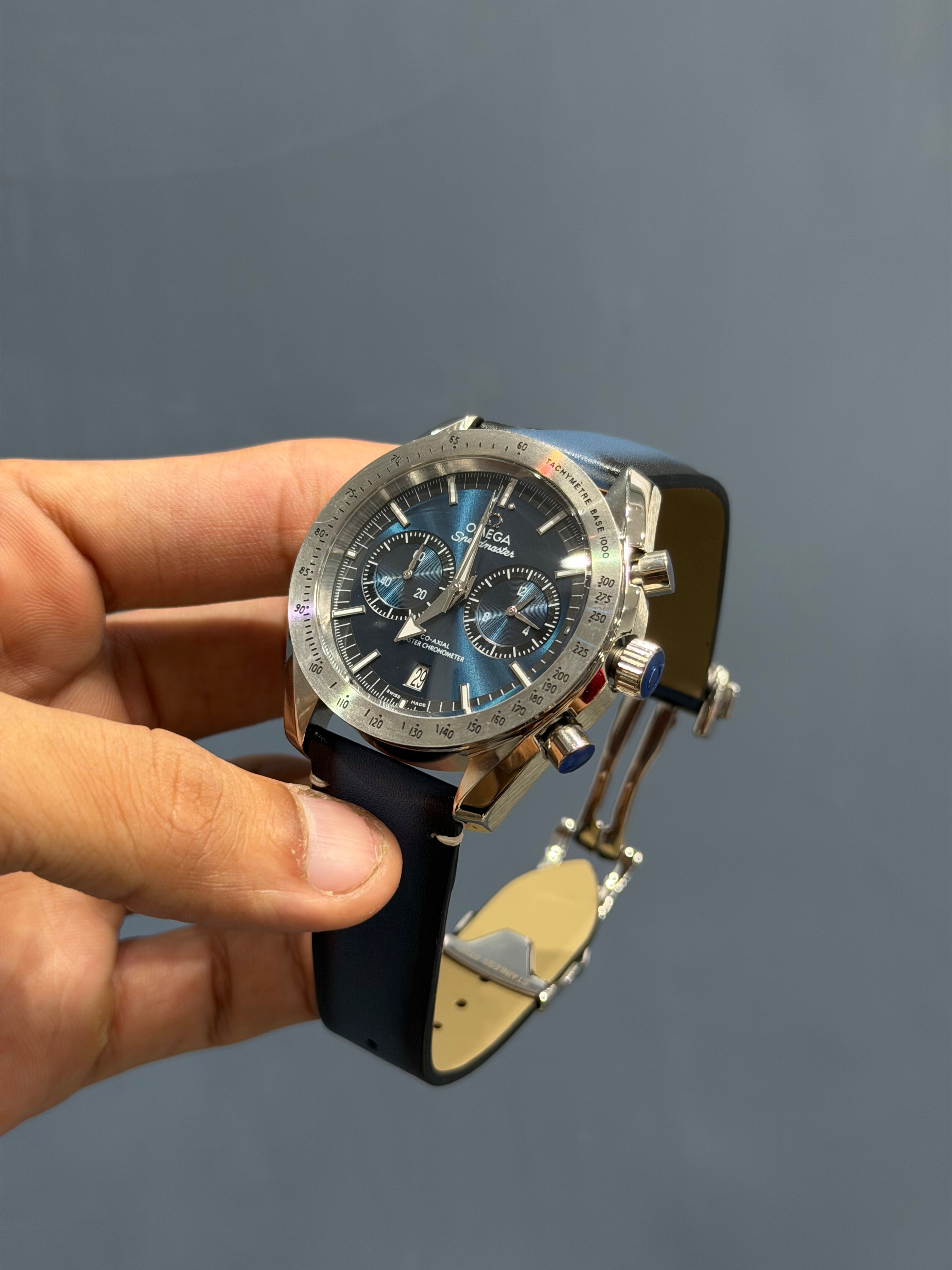 NEW COLLECTION SILVER CASE WITH BLUE DIAL & BLUE LEATHER STRAP