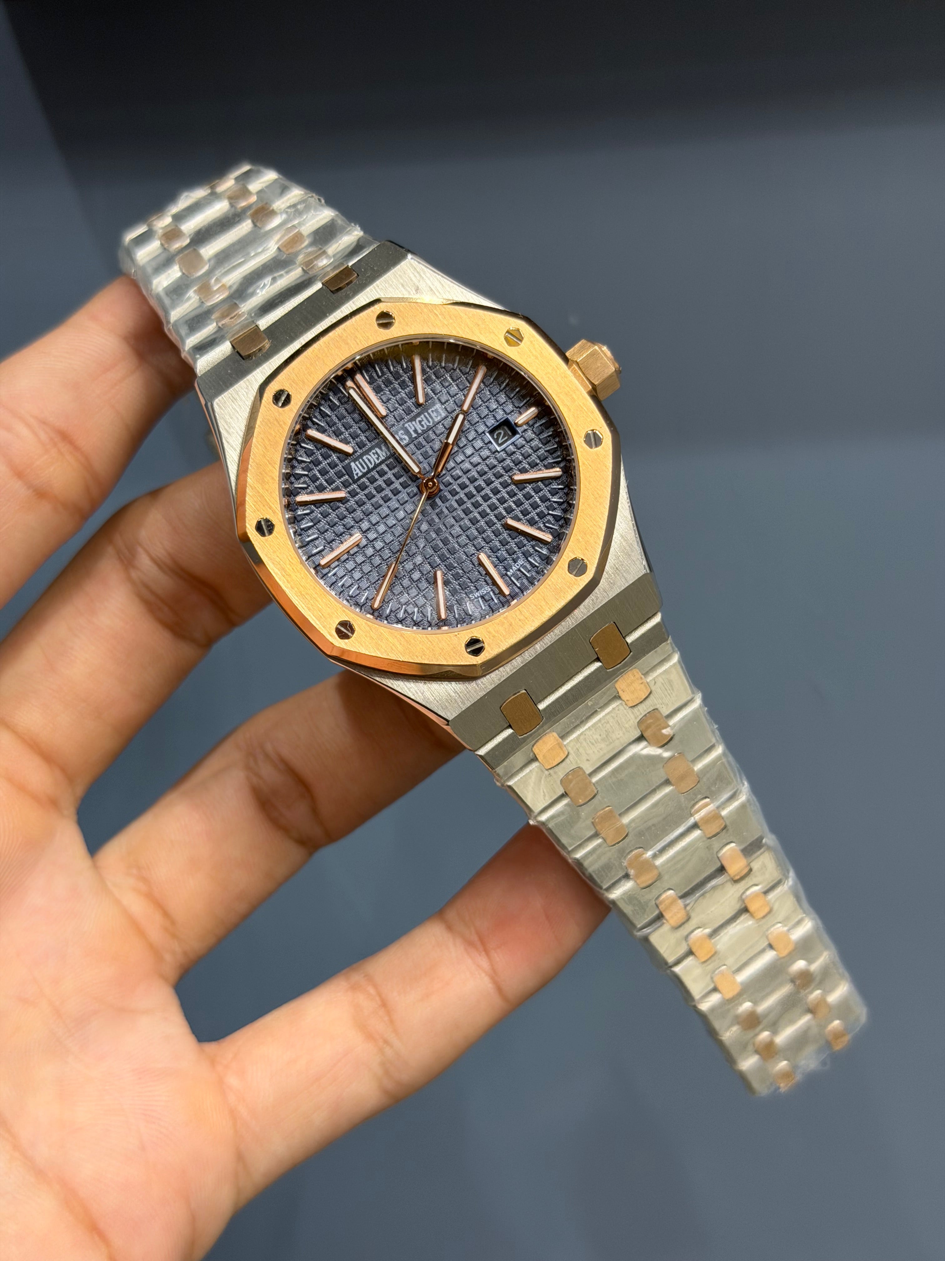 NEW COLLECTION ROSE TWOTONE WITH BLUE DIAL CHAIN WATCH FOR MEN