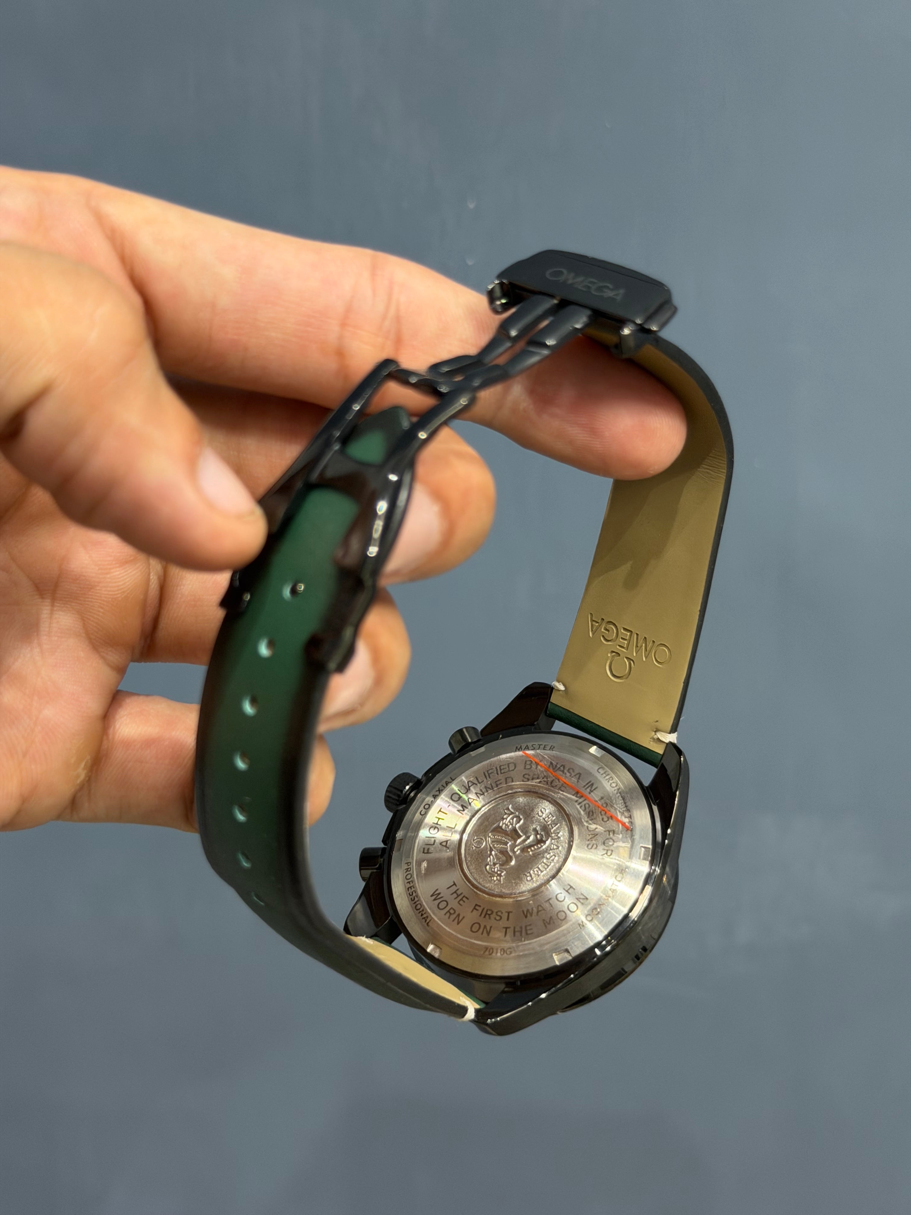 NEW COLLECTION ALL BLACK CASE WITH GREEN DIAL & GREEN LEATHER STRAP