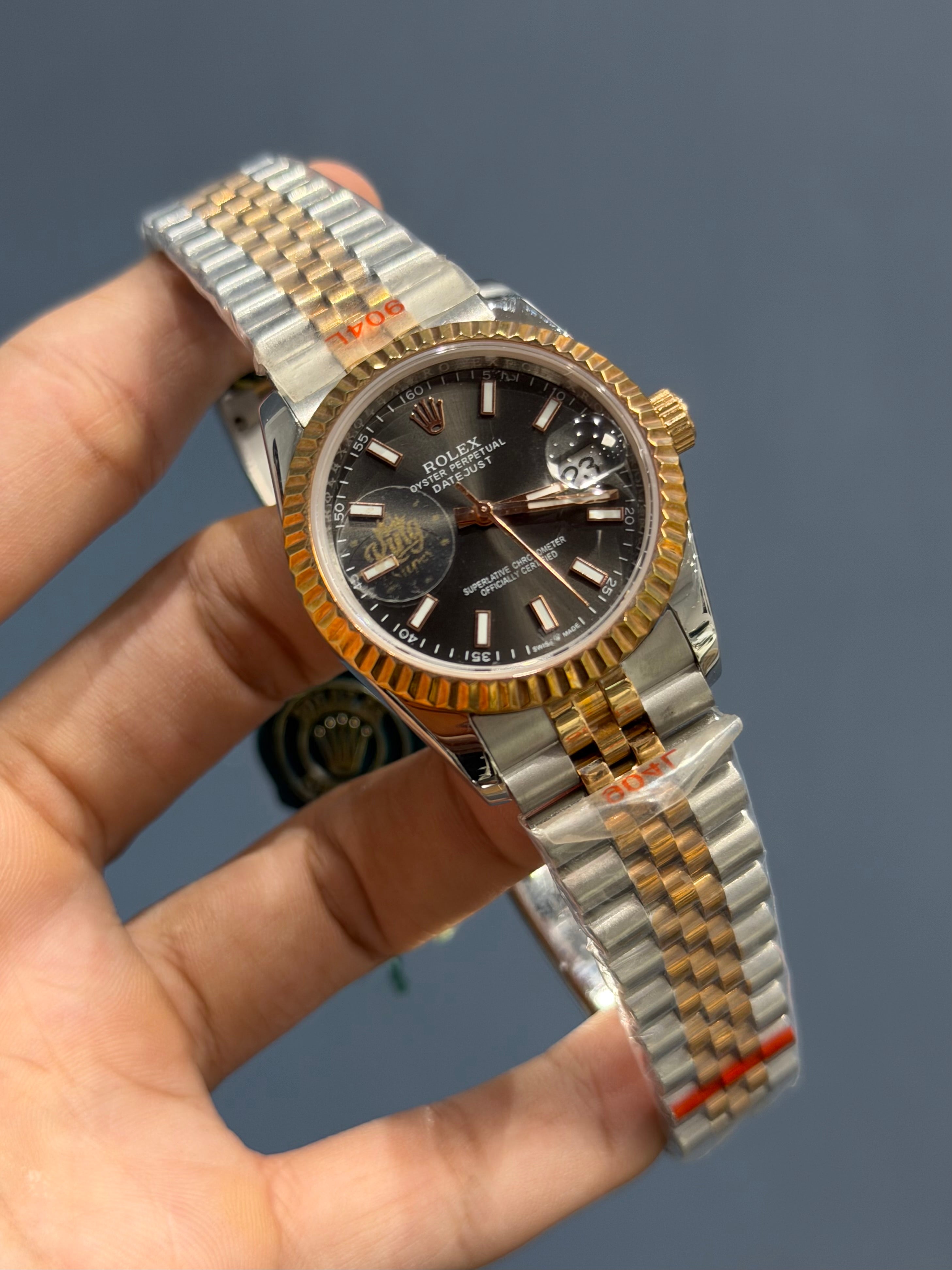 NEW COLLECTION 36 ROSE GOLD TWOTONE WITH BLACK DIAL & FLUTED BEZEL YZ FACTORY