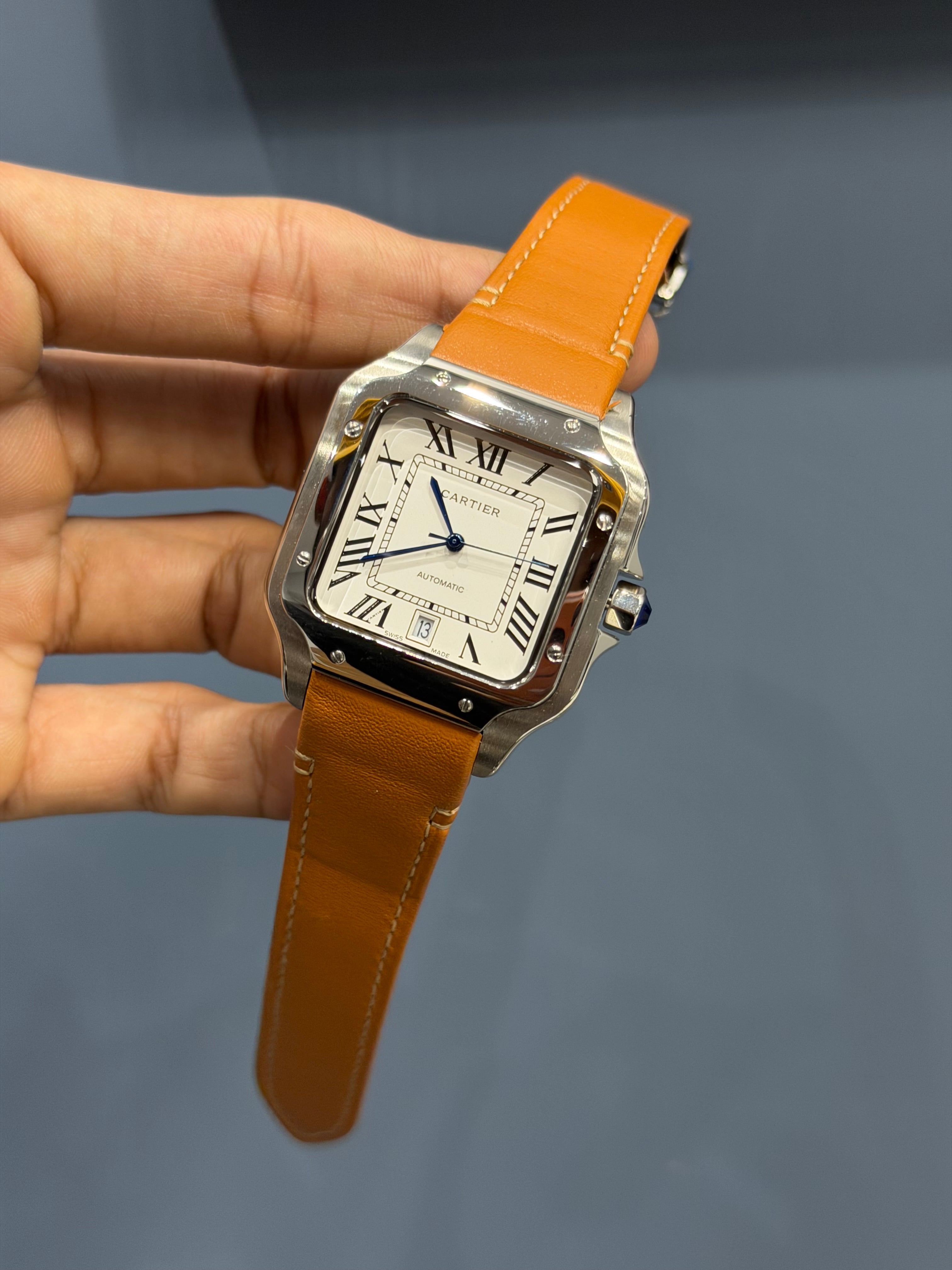 NEW COLLECTION SILVER CASE WITH WHITE DIAL & CAMEL BROWN LEATHER STRAP