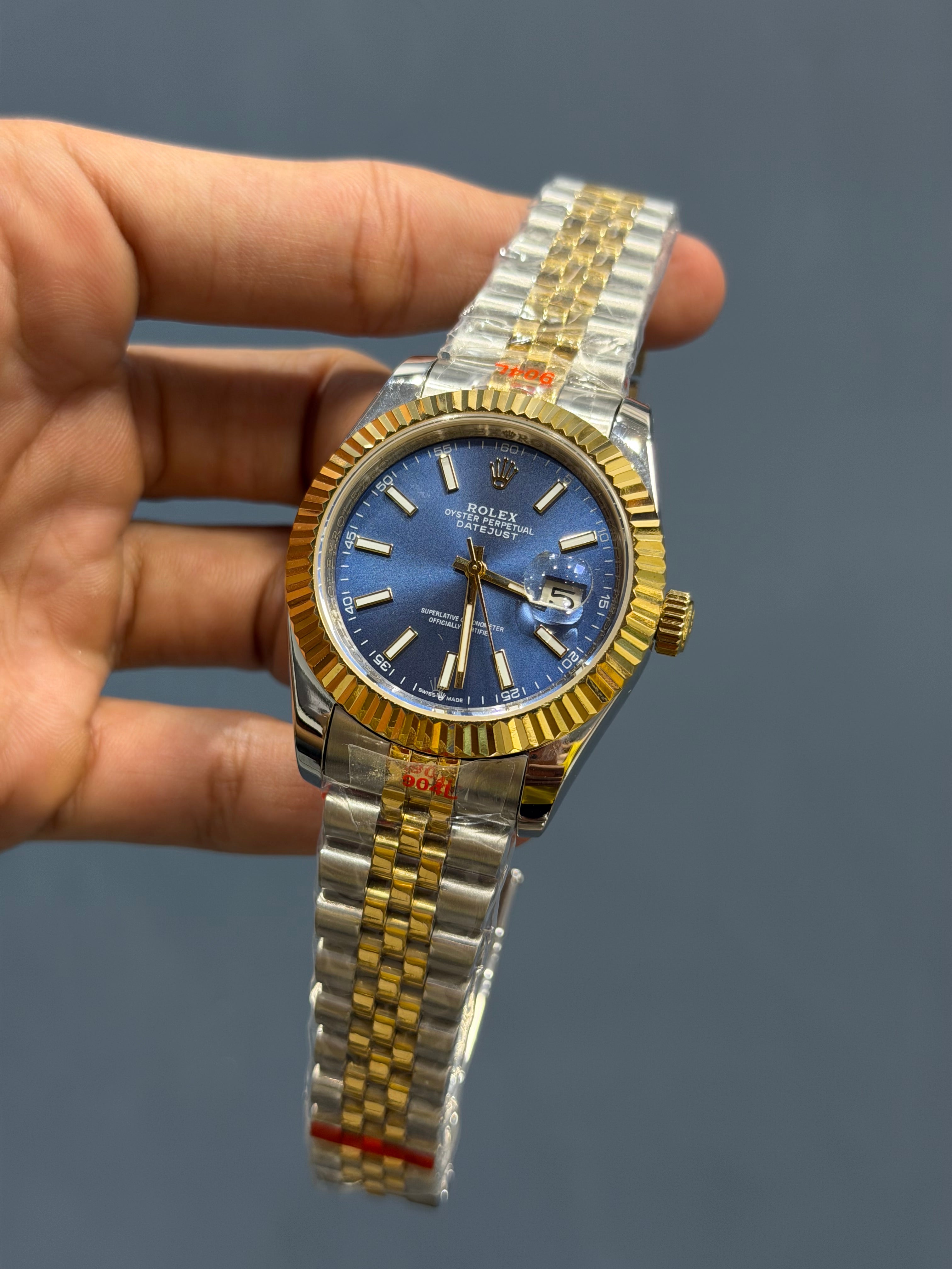 NEW COLLECTION 40 TWOTONE WITH BLUE DIAL INDEX FIGURE & FLUTED BEZEL ZR FACTORY
