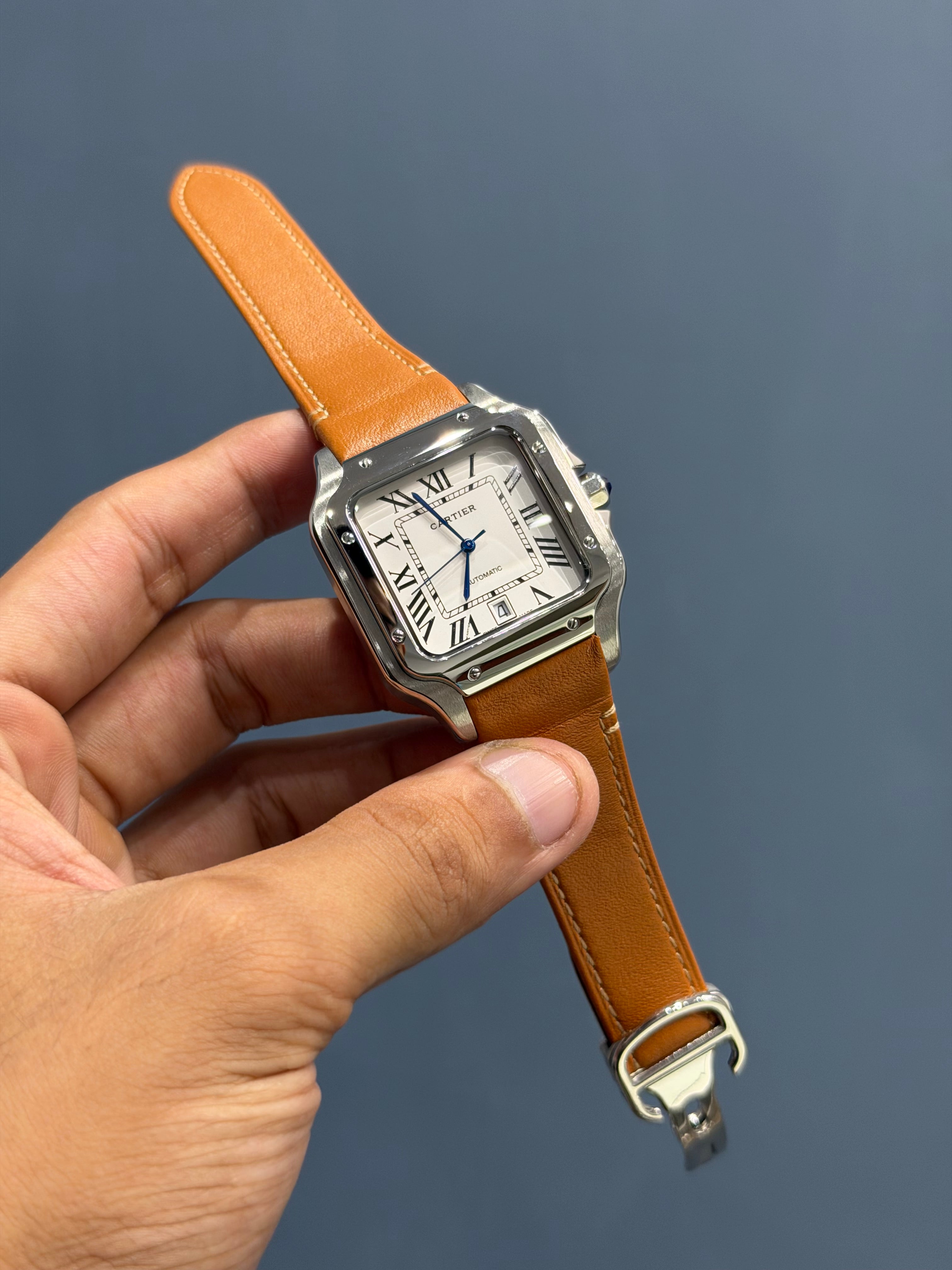 NEW COLLECTION SILVER CASE WITH WHITE DIAL & CAMEL BROWN LEATHER STRAP