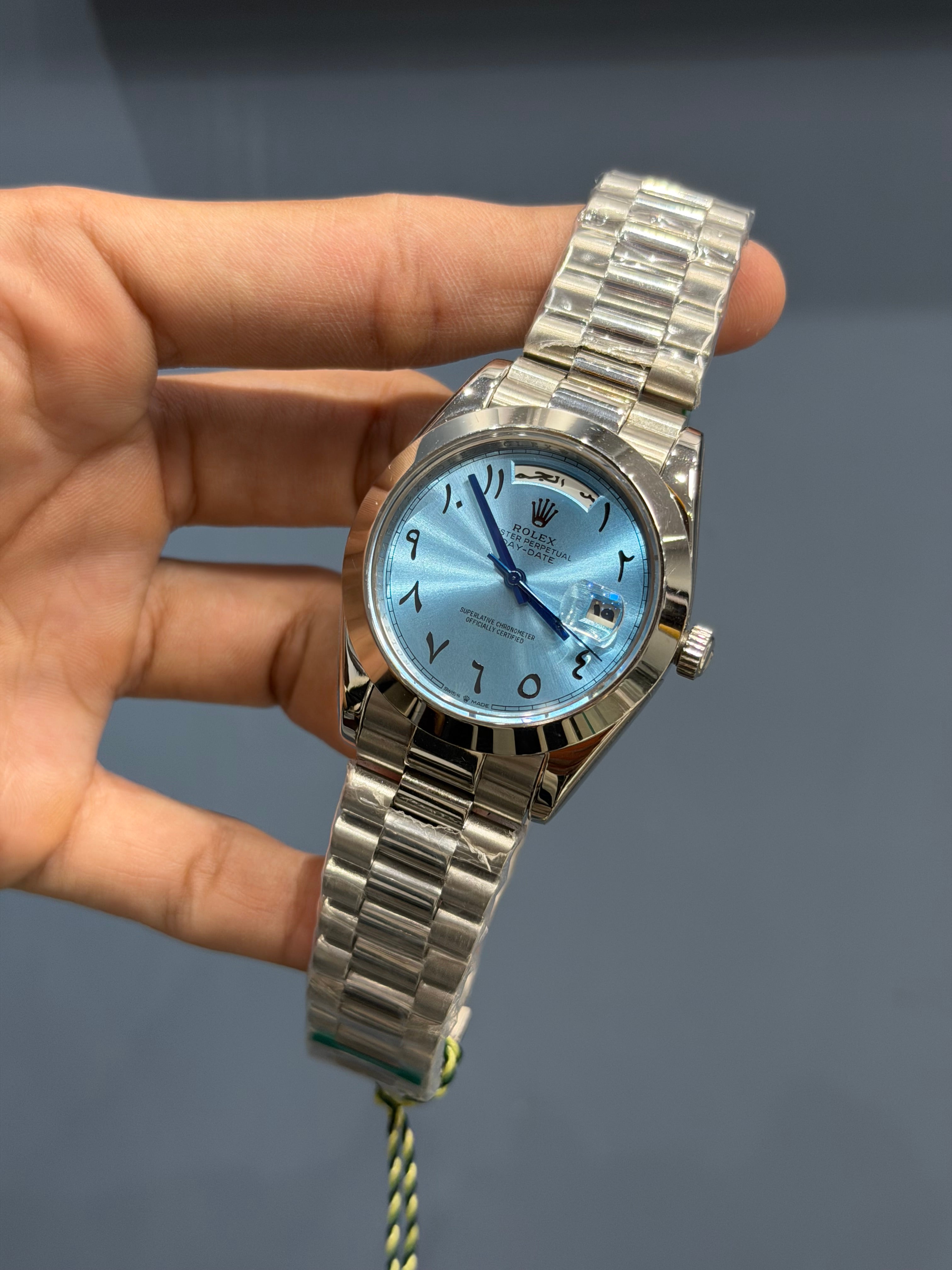 NEW COLLECTION 40 SILVER WITH BLUE DIAL ARABIC NUMBERAL AUTOMATIC WATCH YZ MADE