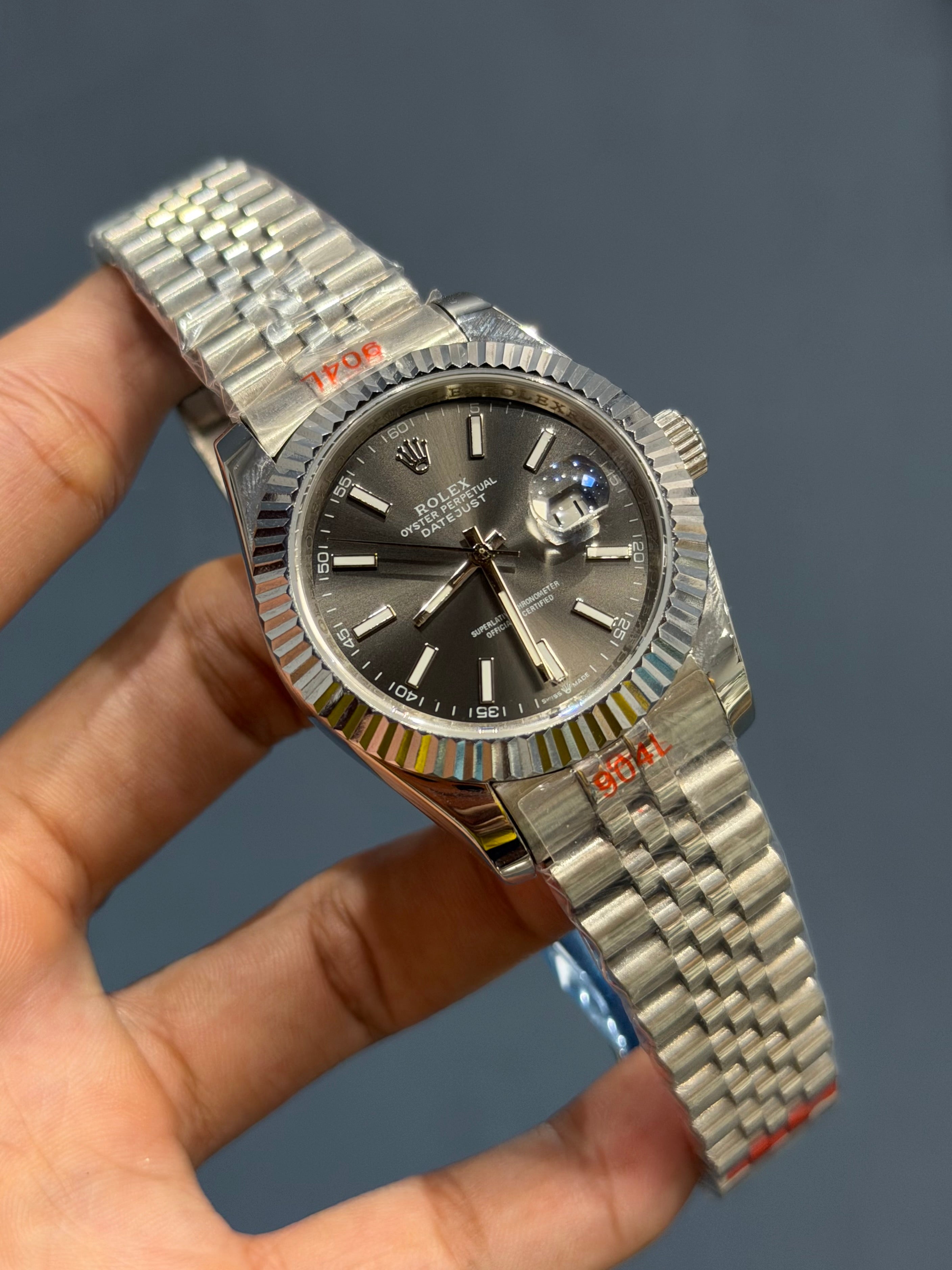 NEW COLLECTION 40 SILVER WITH GREY DIAL INDEX FIGURE & FLUTED BEZEL ZR FACTORY