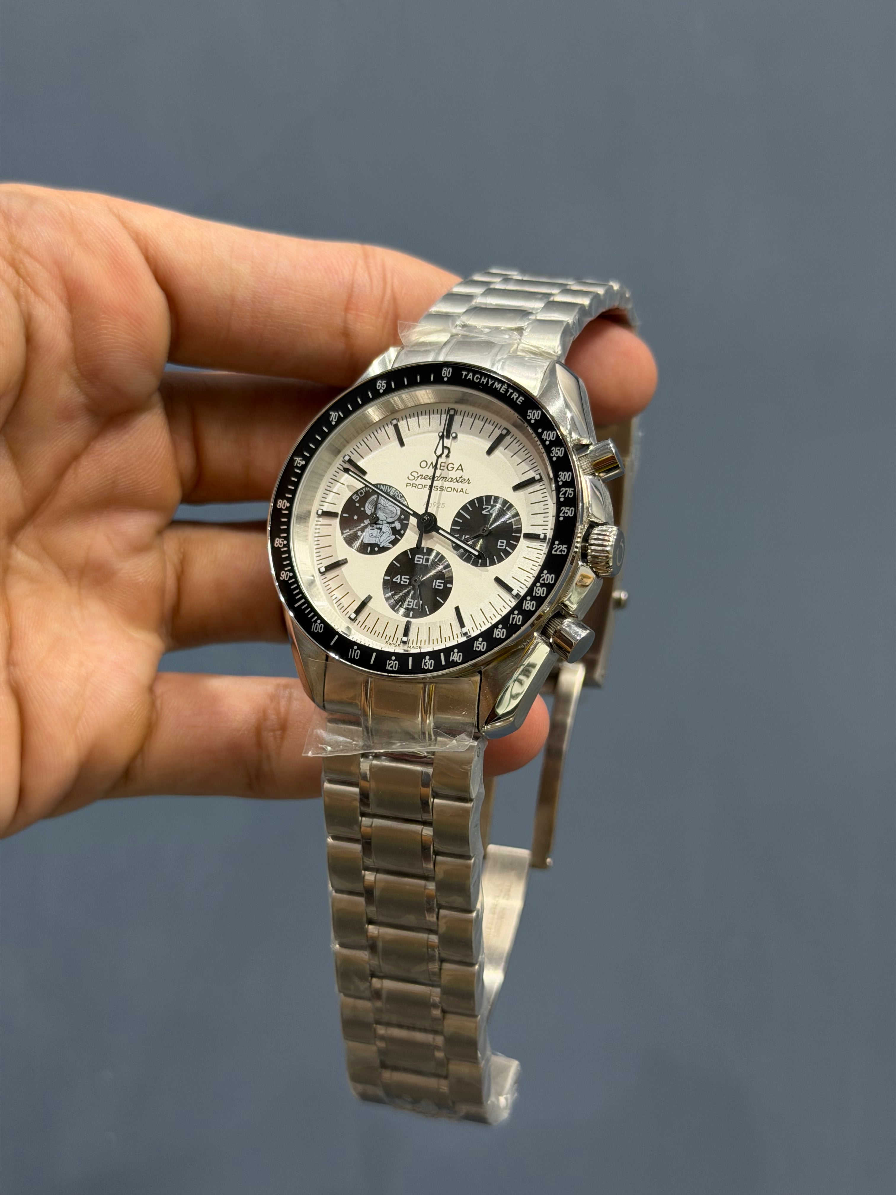 NEW COLLECTION CHRONOGRAPH SILVER WITH WHITE DIAL CHAIN WATCH