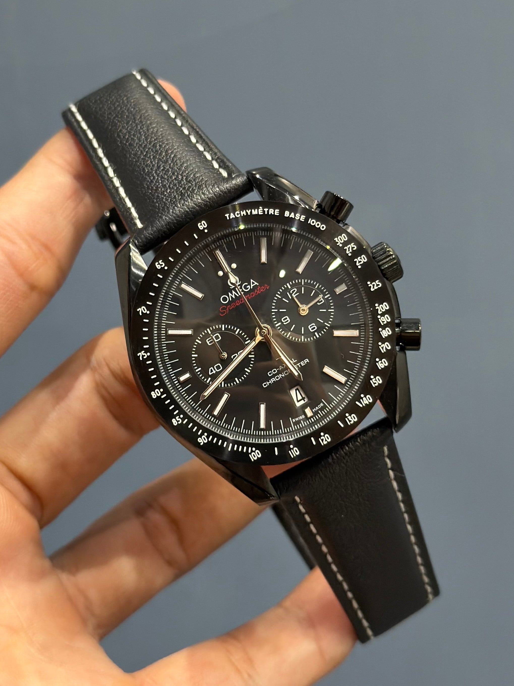 NEW COLLECTION ALL BLACK CASE WITH DIAL & BLACK LEATHER STRAP