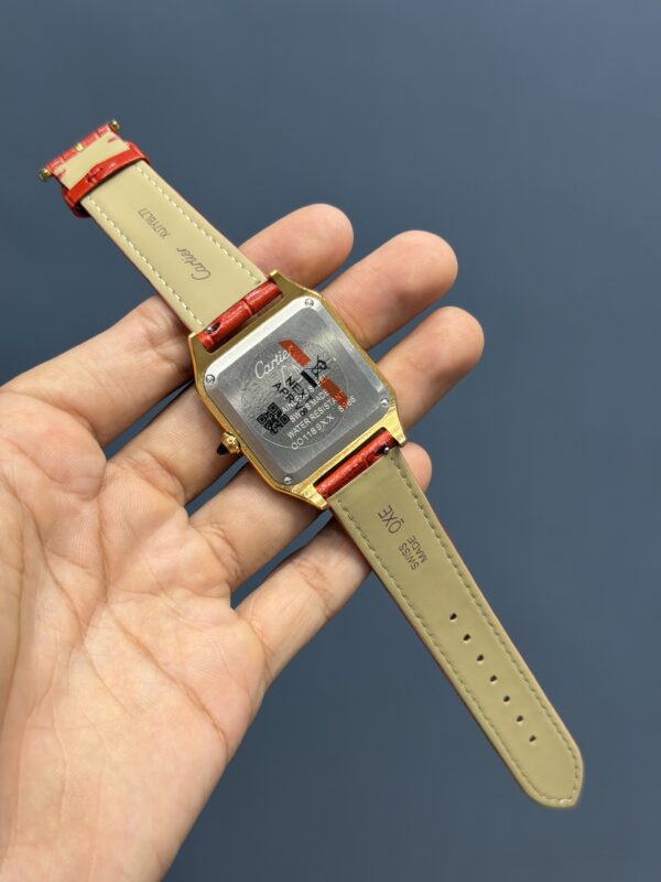 NEW COLLECTION GOLDEN  CASE WITH WHITE DIAL & RED LEATHER STRAP
