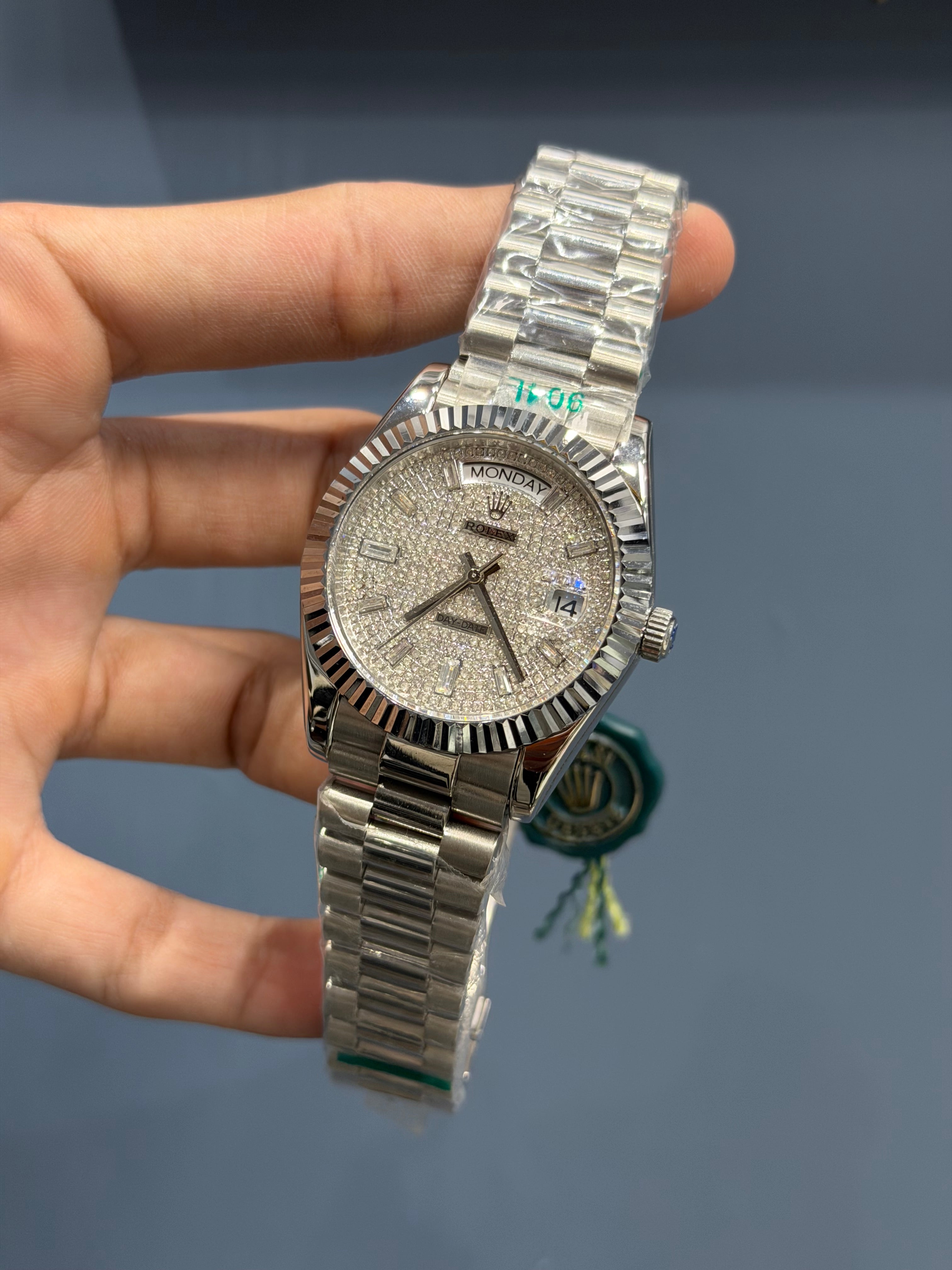 NEW COLLECTION 40MM SILVER WITH STONE DIAL INDEX FIGURE YZ MADE
