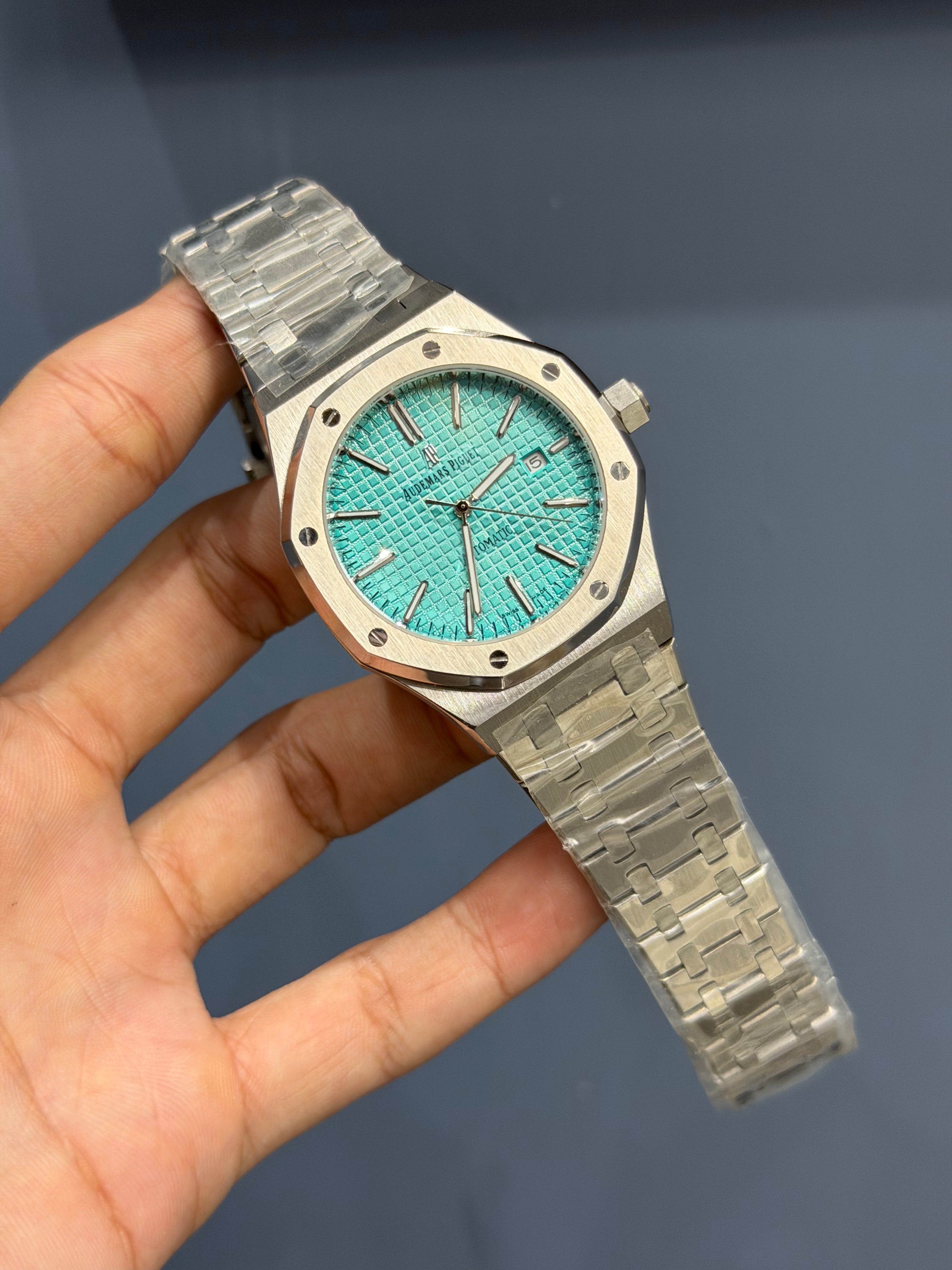 NEW COLLECTION SILVER WITH TIFFANY  DIAL CHAIN WATCH FOR MEN