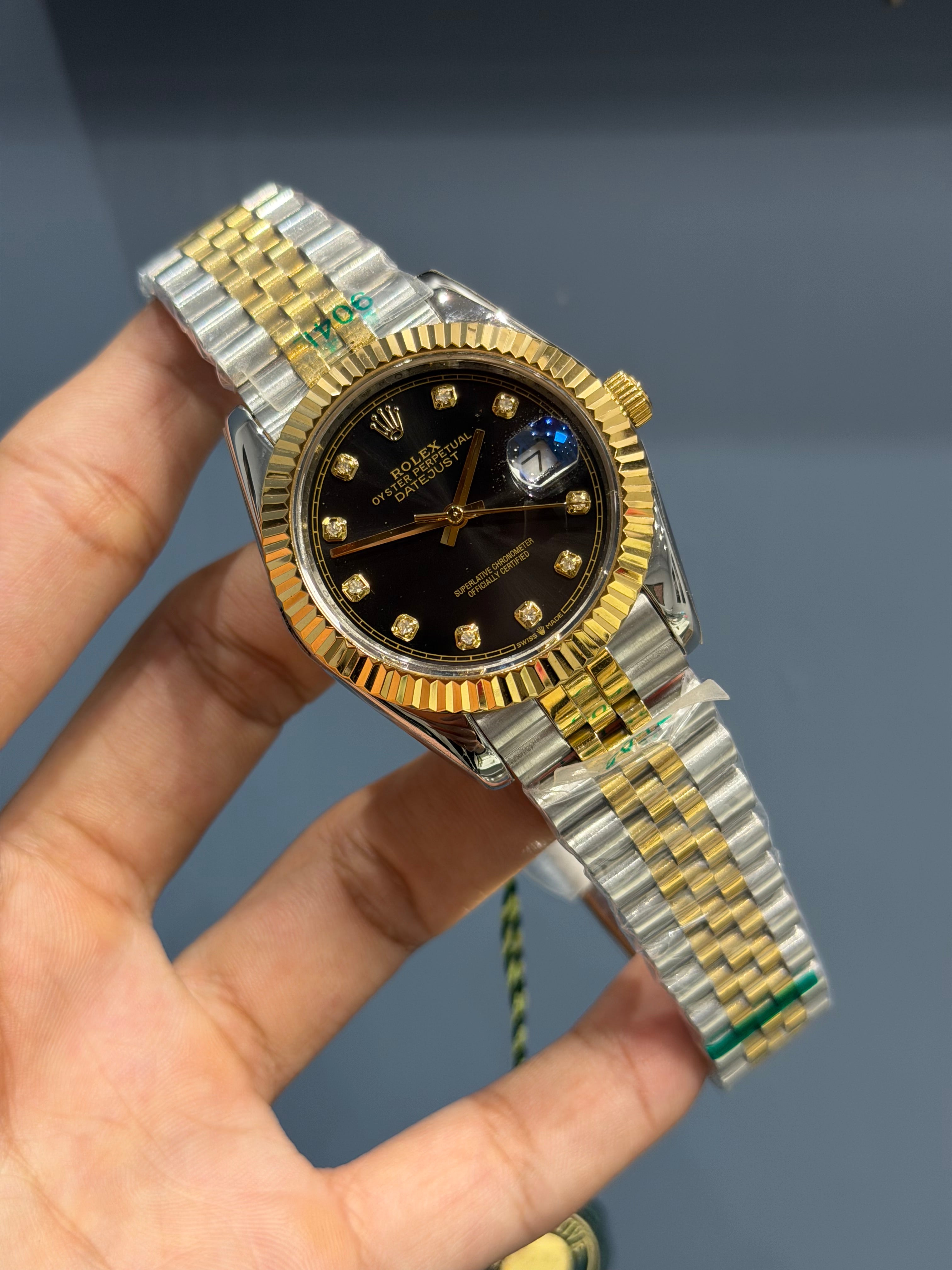NEW COLLECTION 40 YELLOW GOLD TWOTONE WITH BLACK DIAL & FLUTED BEZEL YZ FACTORY