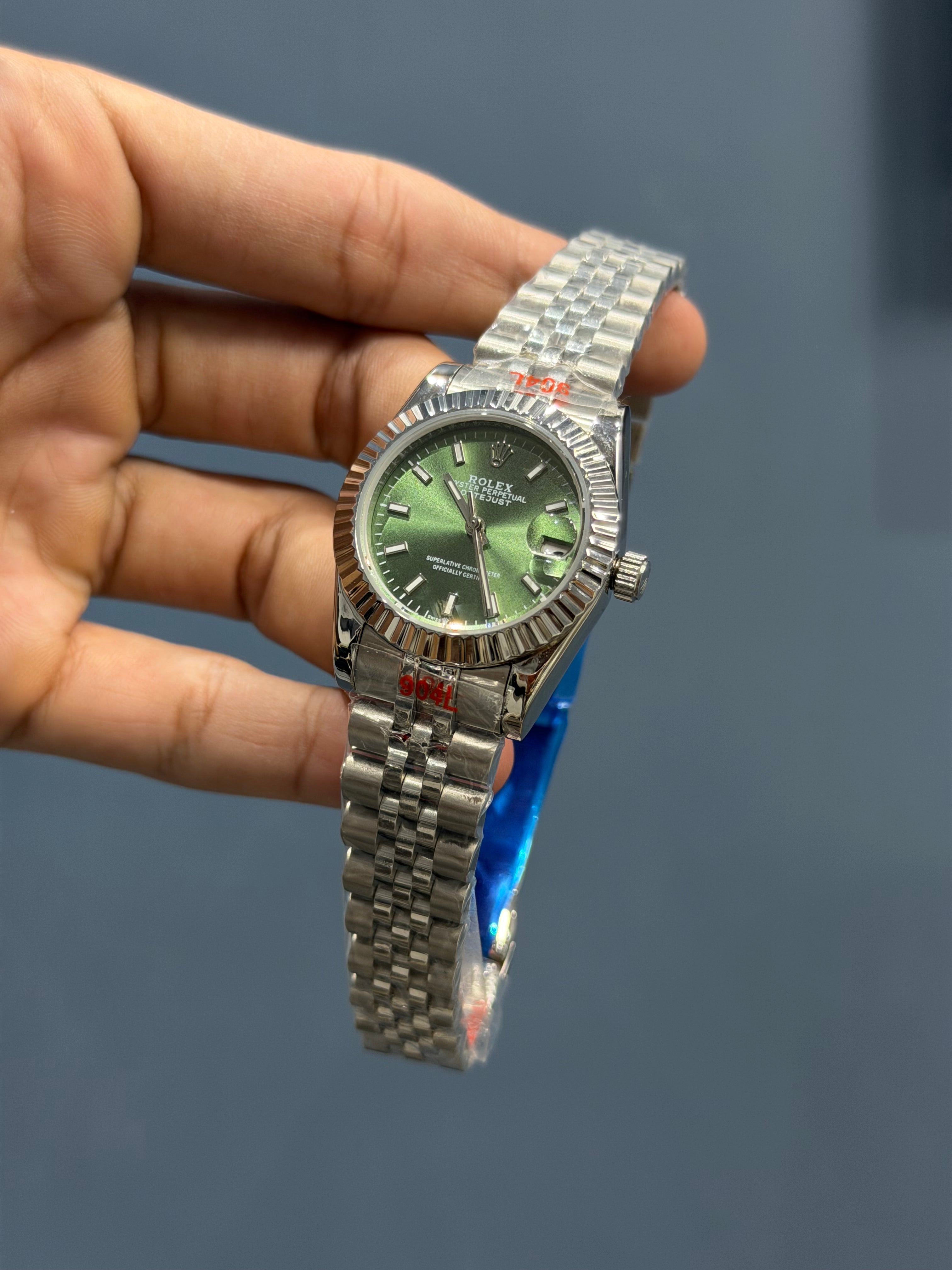 NEW COLLECTION 31 SILVER WITH GREEN DIAL FLUTTED BEZEL AUTOMATIC WATCH