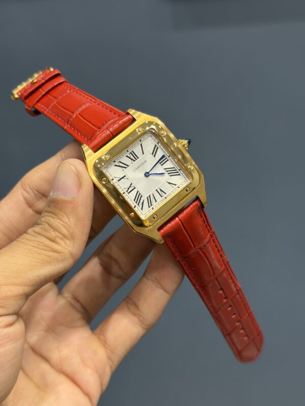 NEW COLLECTION GOLDEN  CASE WITH WHITE DIAL & RED LEATHER STRAP