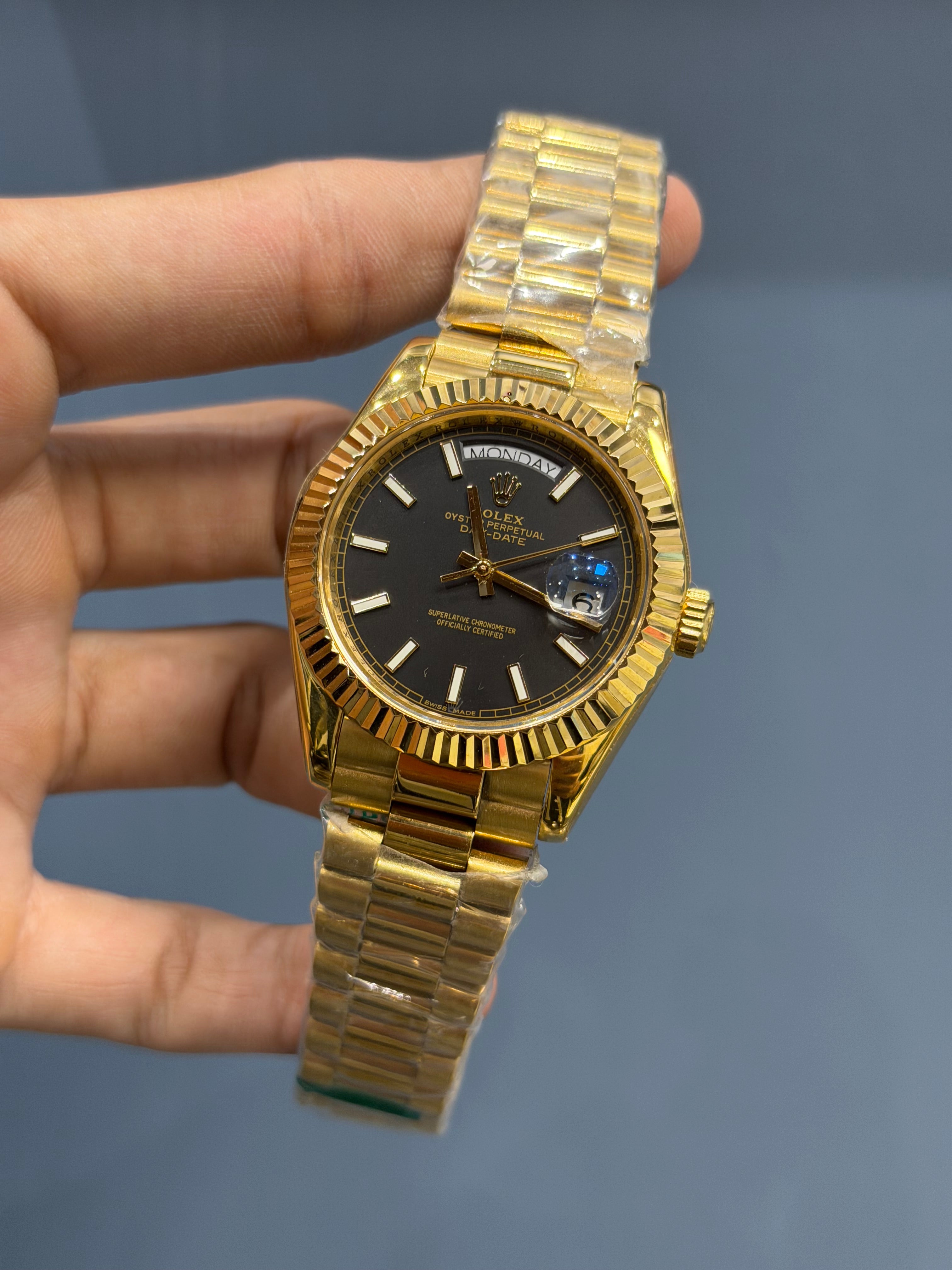 NEW COLLECTION 40MM YELLOW GOLD WITH BLACK DIAL SHORT INDEX FIGURE YZ MADE