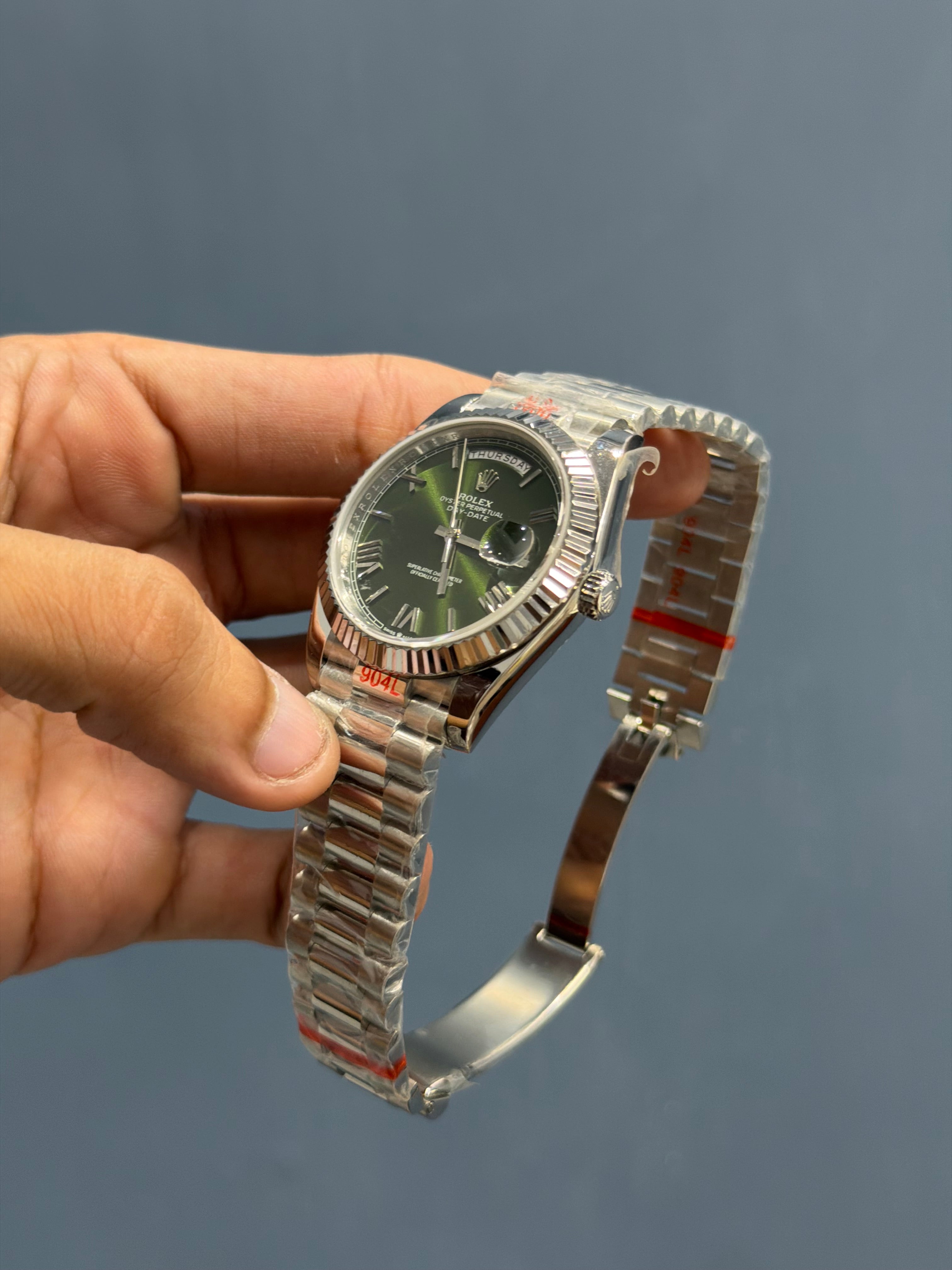 NEW COLLECTION 40 SILVER WITH GREEN DIAL AUTOMATIC WATCH OZ MADE